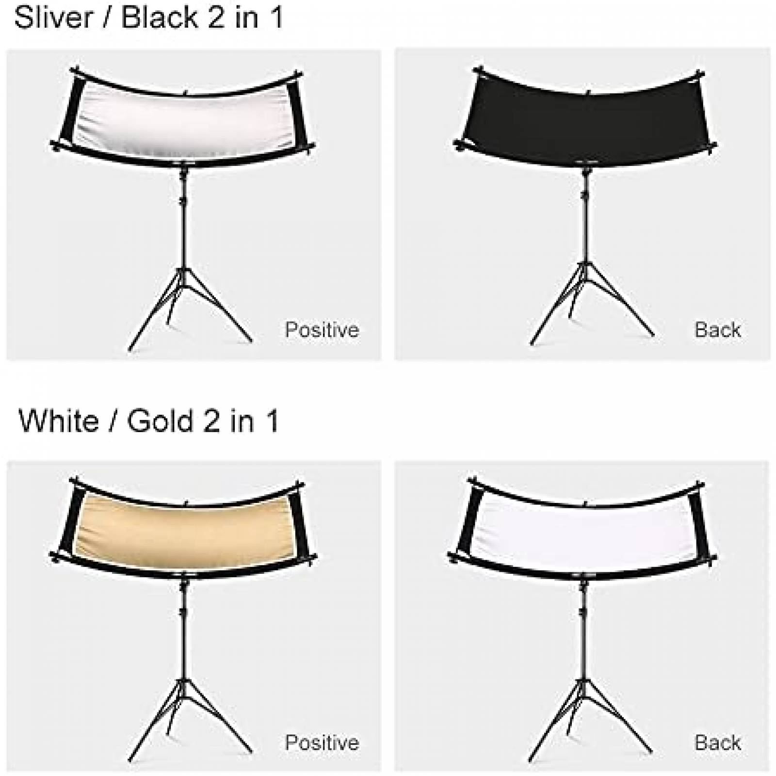 Reflector Soonpho Curvo 40x20" Luz Tipo Clamshell -Negro