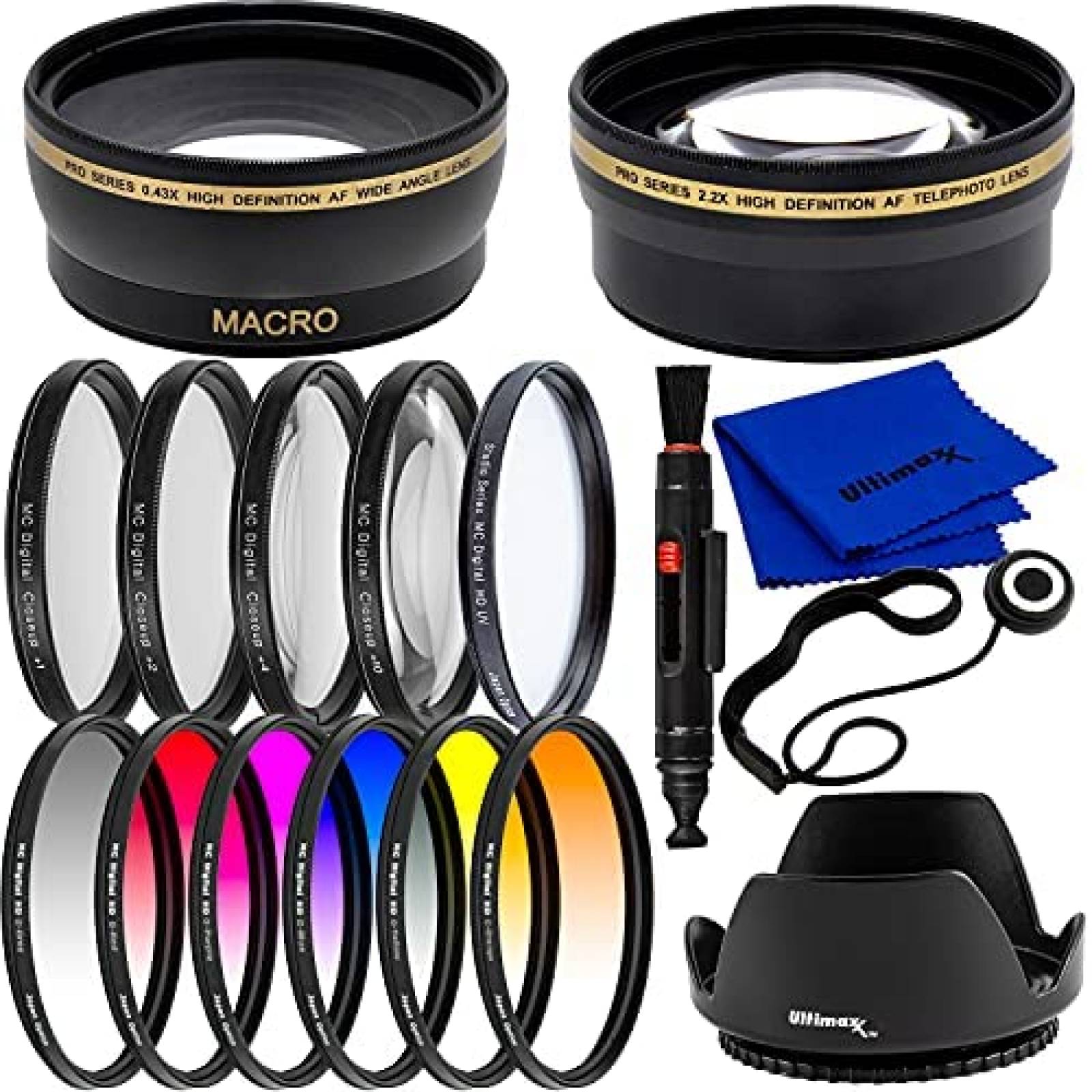 Set de Filtros Ultimaxx de 49mm para Canon EOS M6 -Negro
