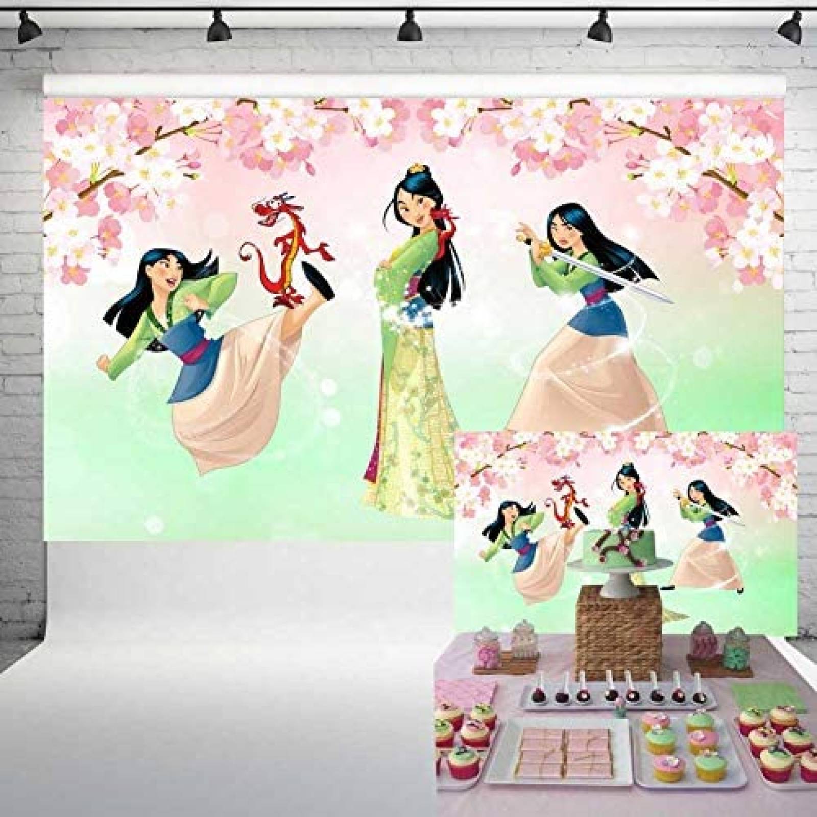 Fondo Smile World Mulan 5x3ft para fiesta de cumpleaños