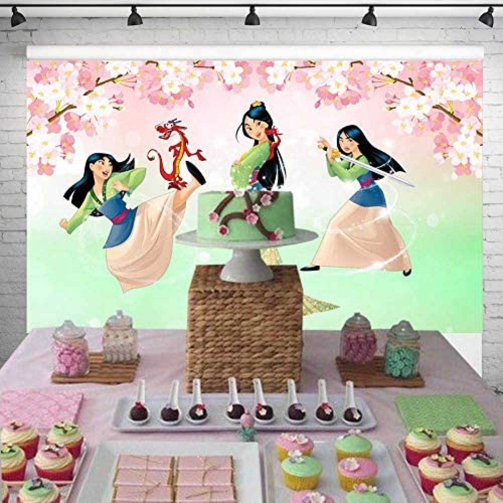 Fondo Smile World Mulan 5x3ft para fiesta de cumpleaños