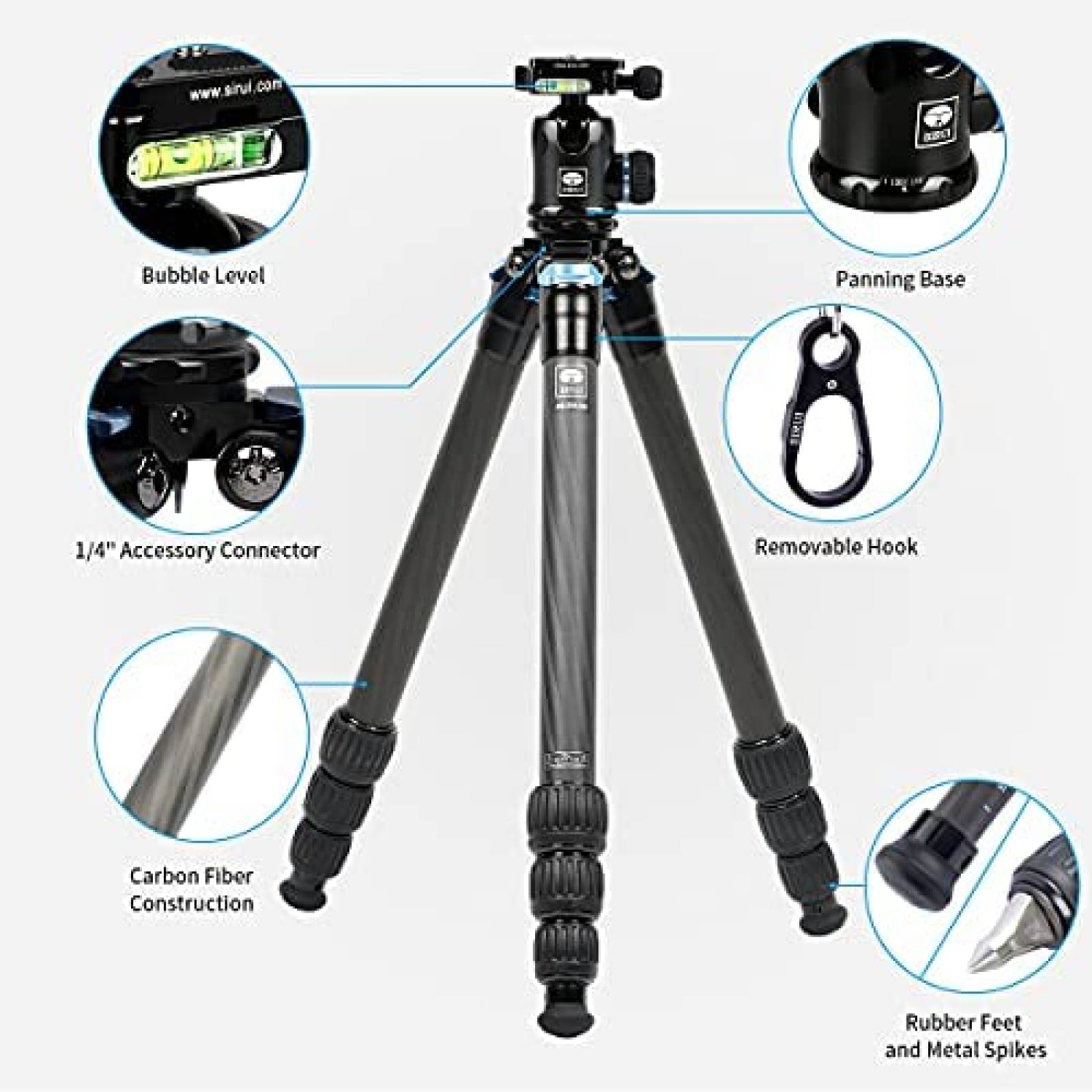 Tripode SIRUI AM-284 de Fibra de Carbono para Camara -Negro