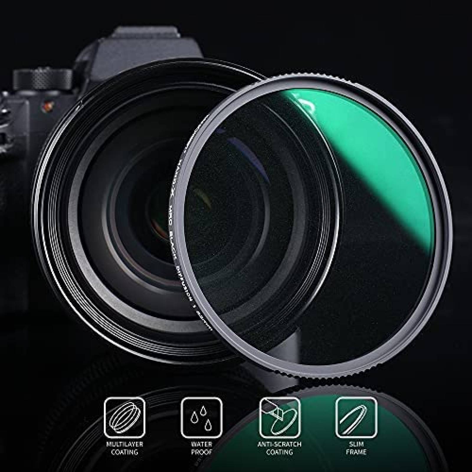 Filtro de difusion suave K&F Concept de 3.228 in -Negro