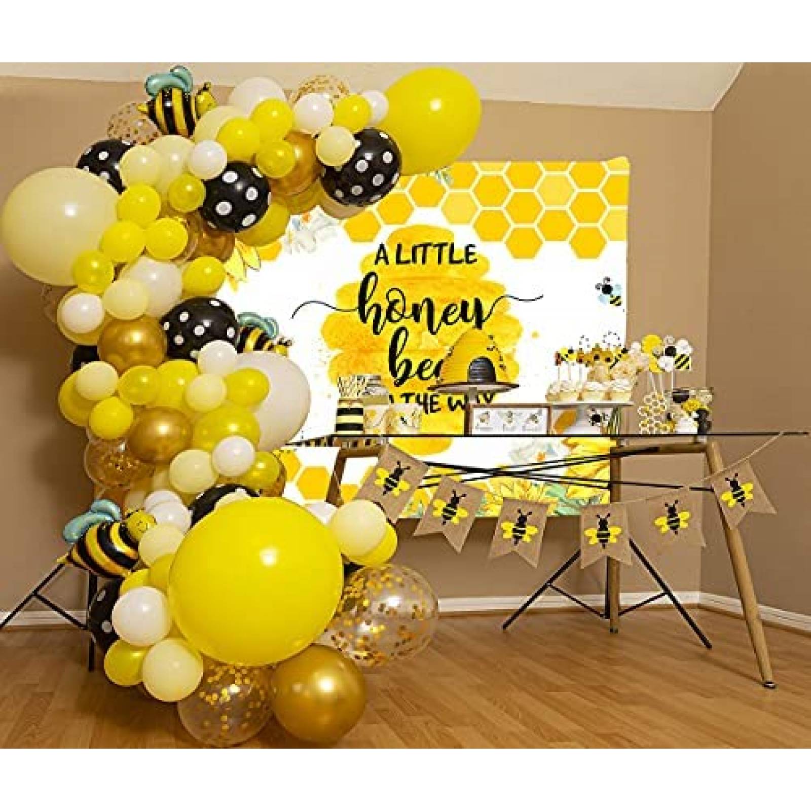Fondo de Fotografia Mocsicka Baby Shower 7x5 Pies -Abejas