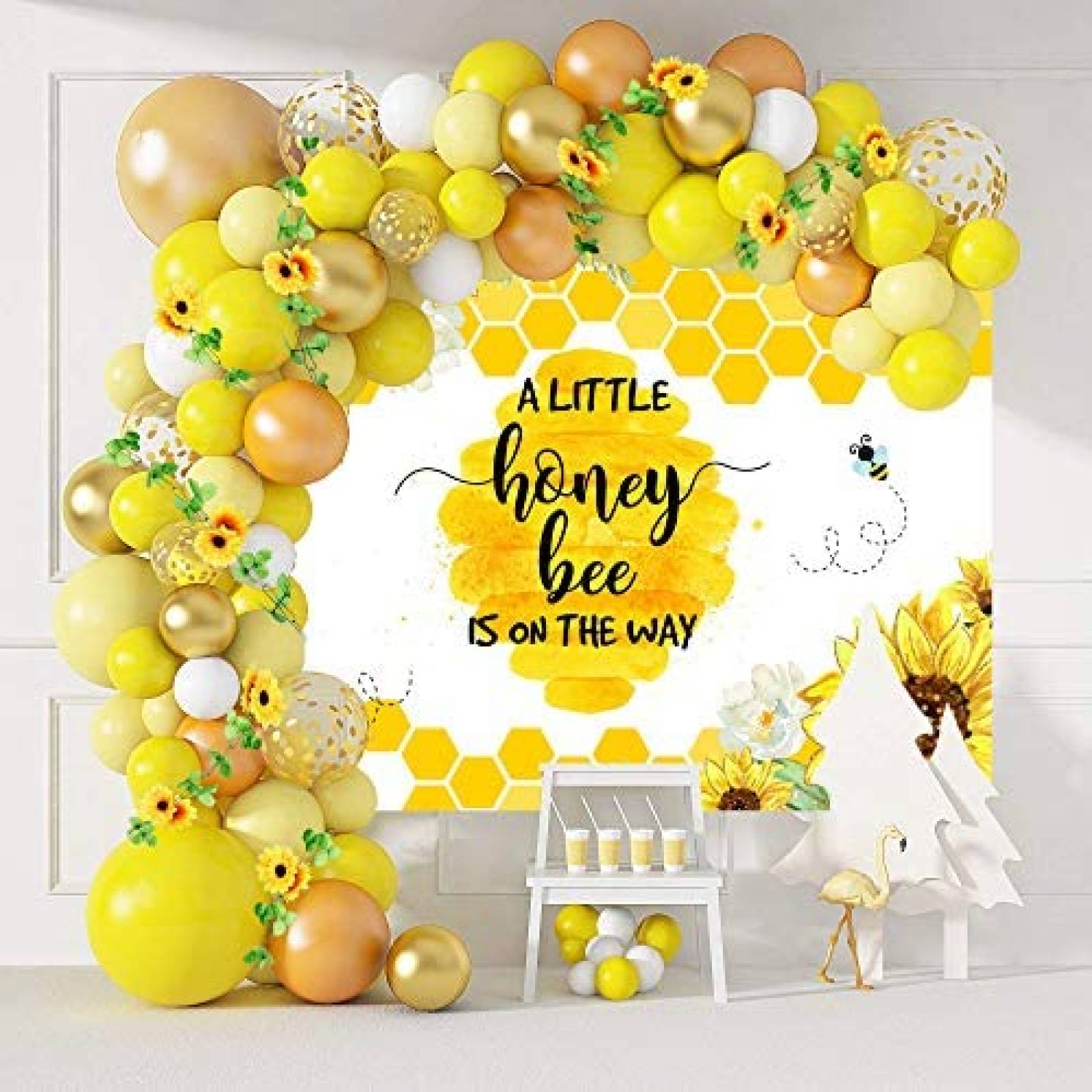 Fondo de Fotografia Mocsicka Baby Shower 7x5 Pies -Abejas