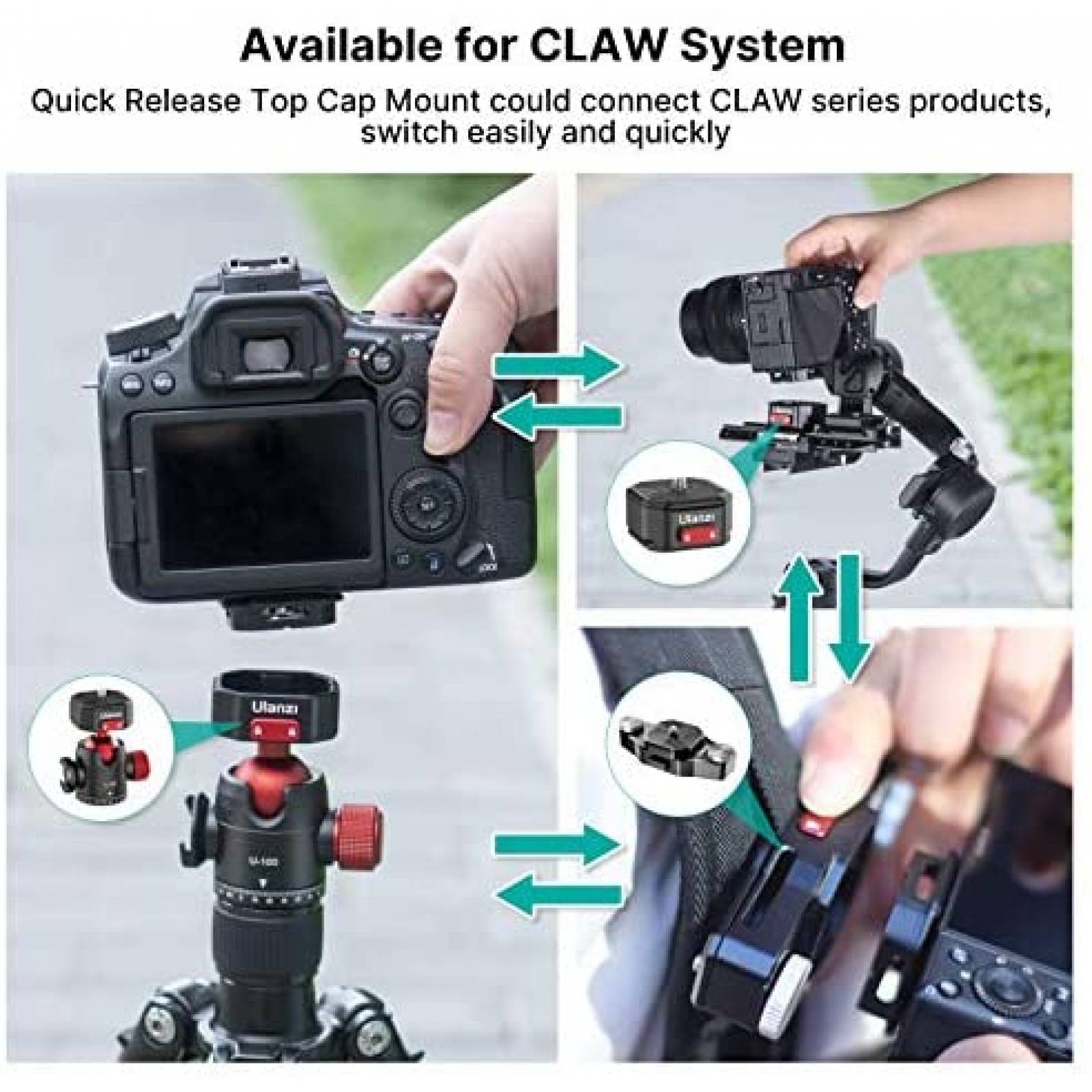 Montaje de tripode de camara Jusmo placa liberacion rapida