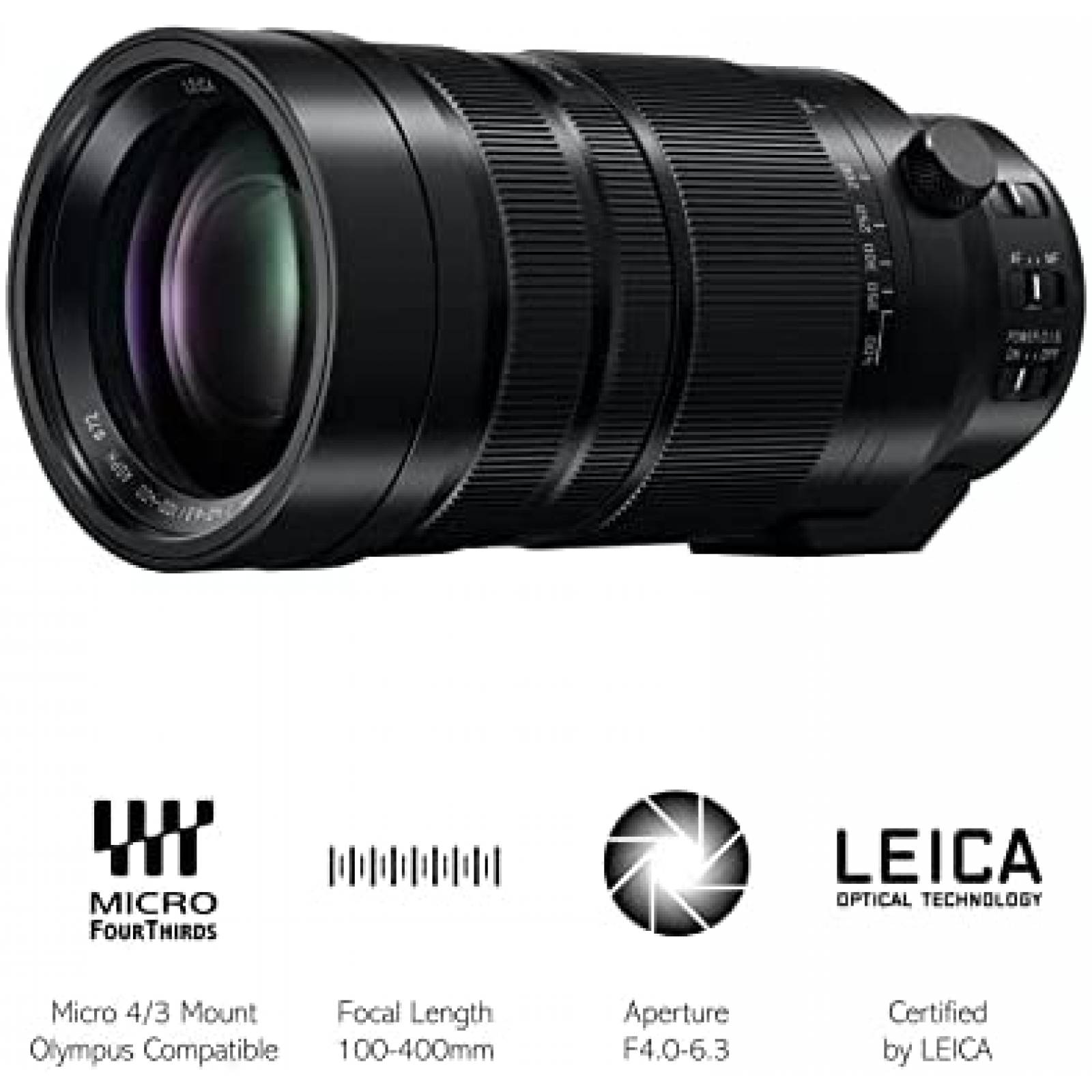 Lente para camara Panasonic H-RS100400E 3.937-15.748 in