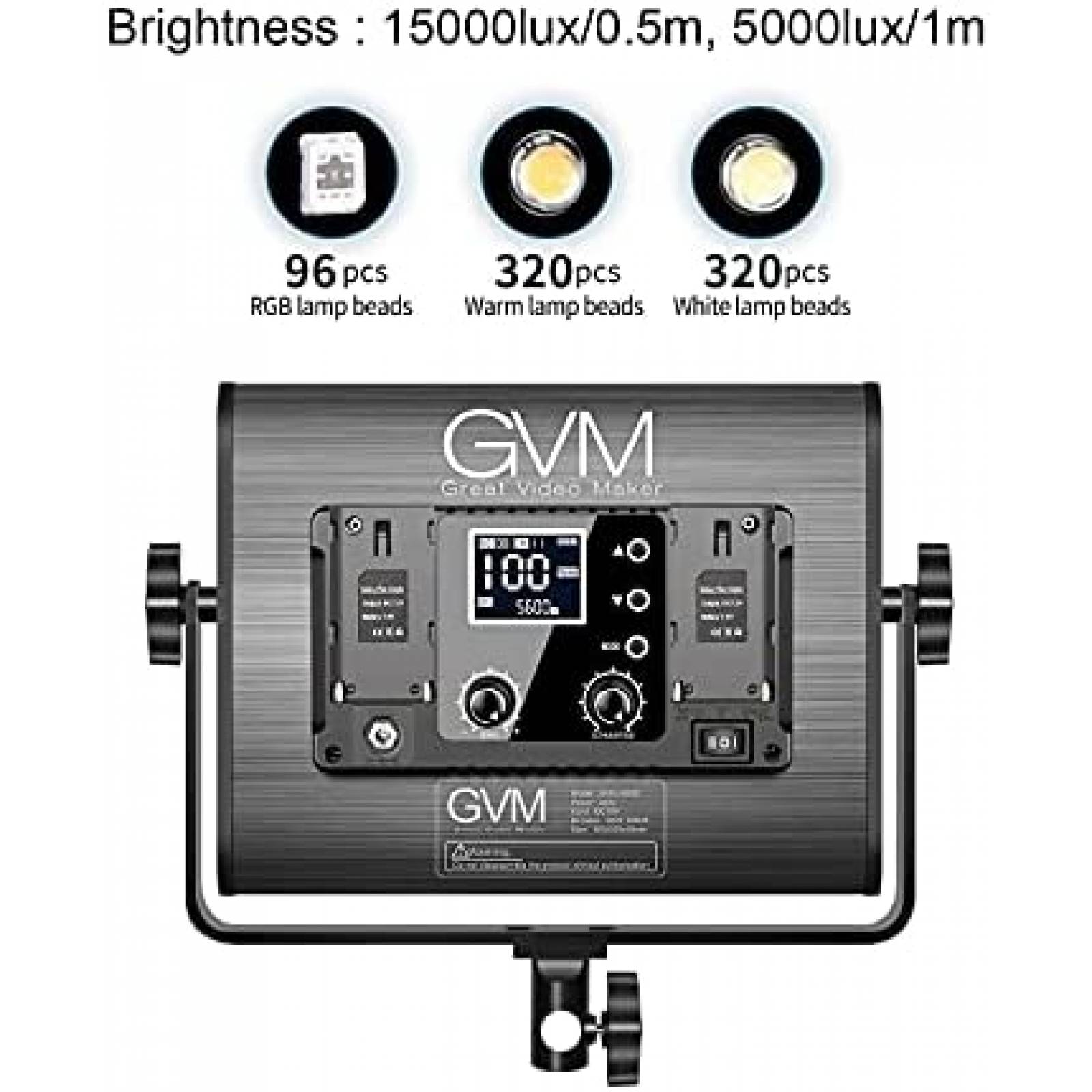 Paquete Luz RGB para Fotografia GVM 3pzas c/3 Difusores