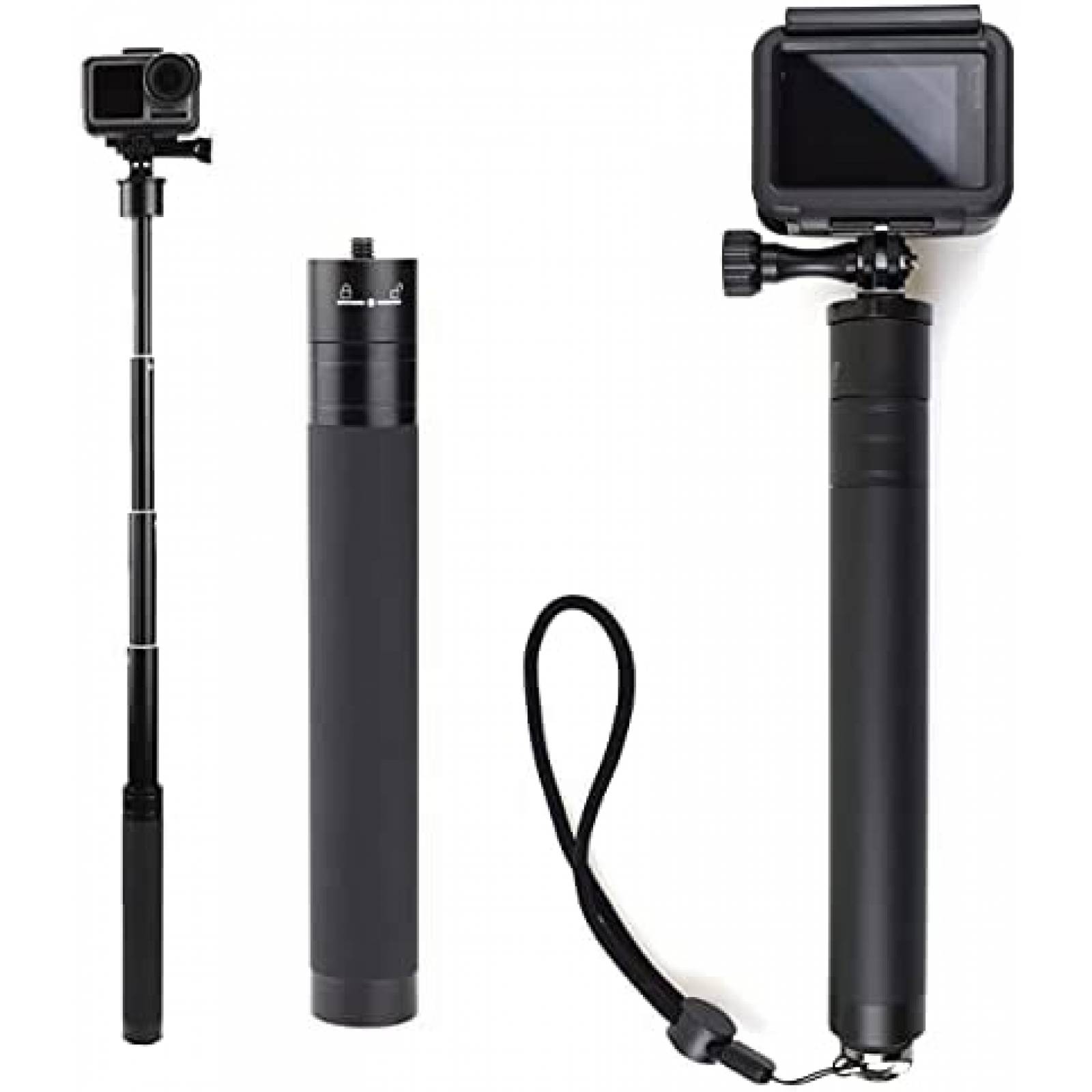Palo de Selfie EaxanPic 19-74cm para Camara de Accion -Negro