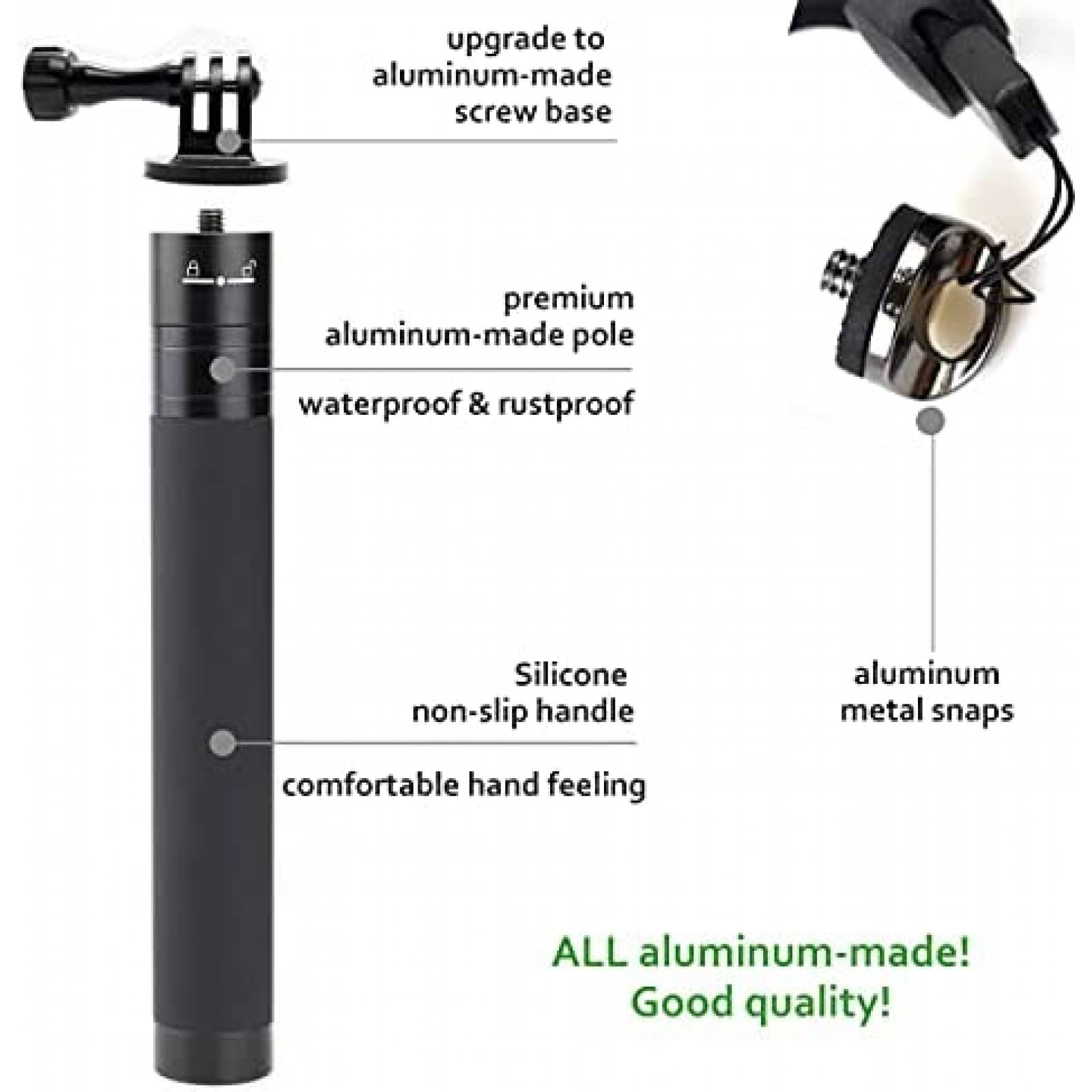 Palo de Selfie EaxanPic 19-74cm para Camara de Accion -Negro