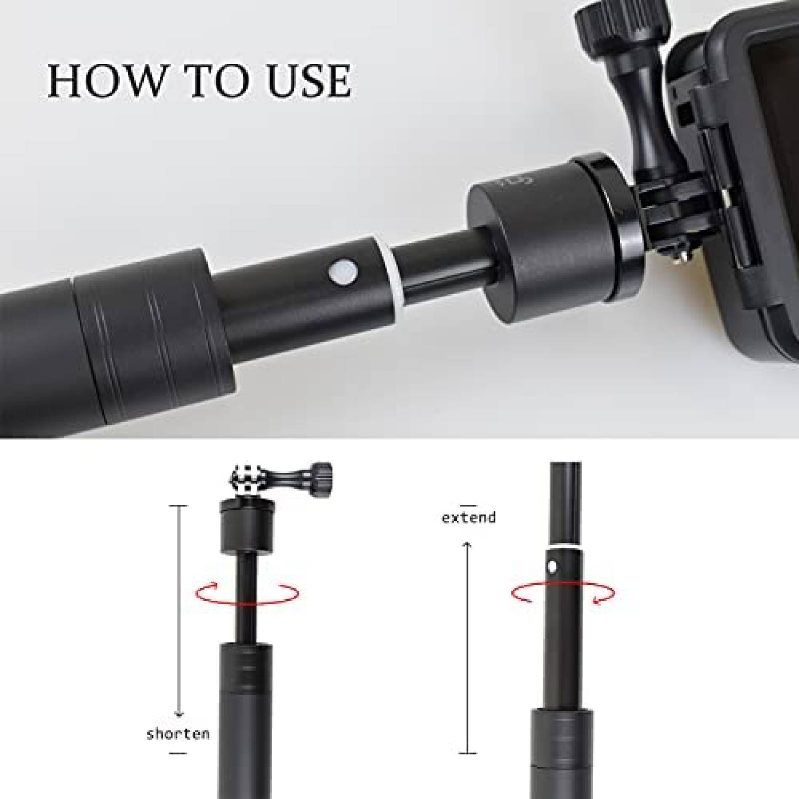 Palo de Selfie EaxanPic 19-74cm para Camara de Accion -Negro