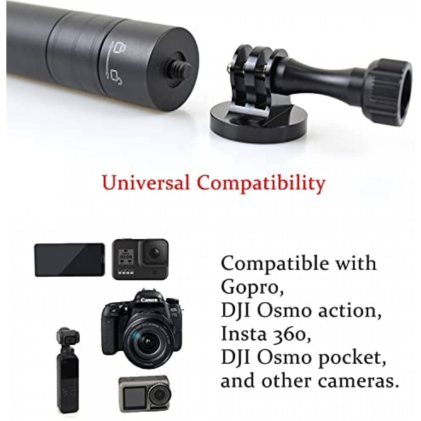 Palo de Selfie EaxanPic 19-74cm para Camara de Accion -Negro