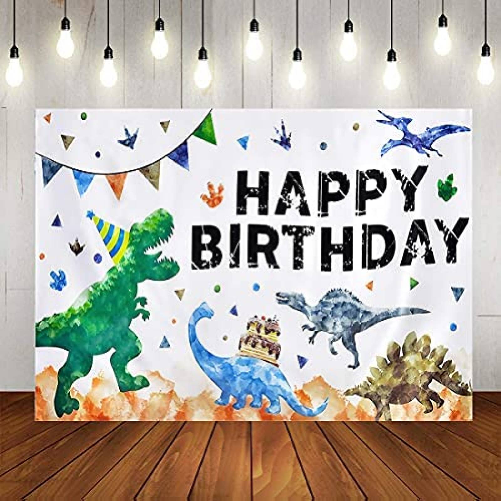 Fondo fotografia Zhenqing Feliz cumpleños dinosaurio 5x3ft