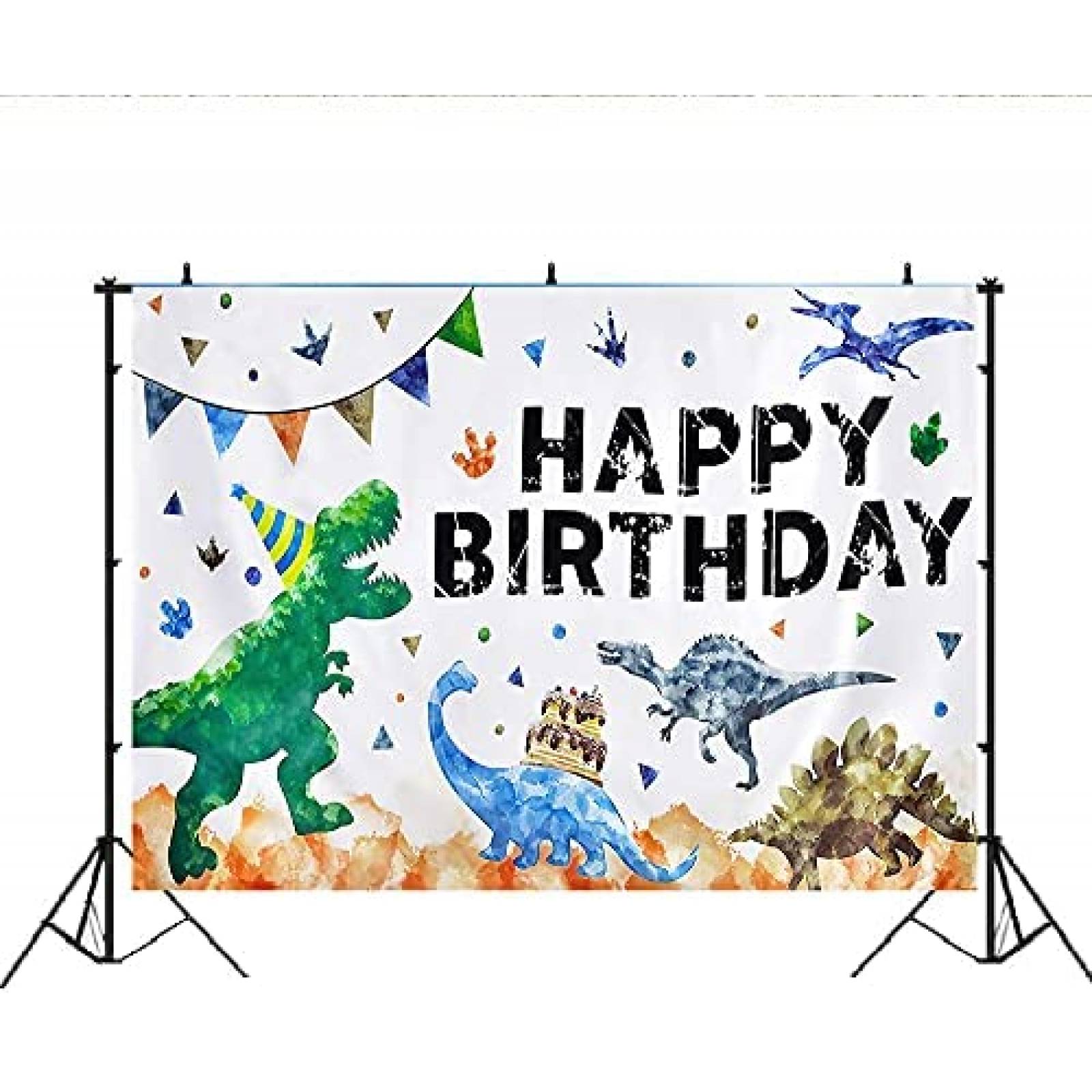 Fondo fotografia Zhenqing Feliz cumpleños dinosaurio 5x3ft