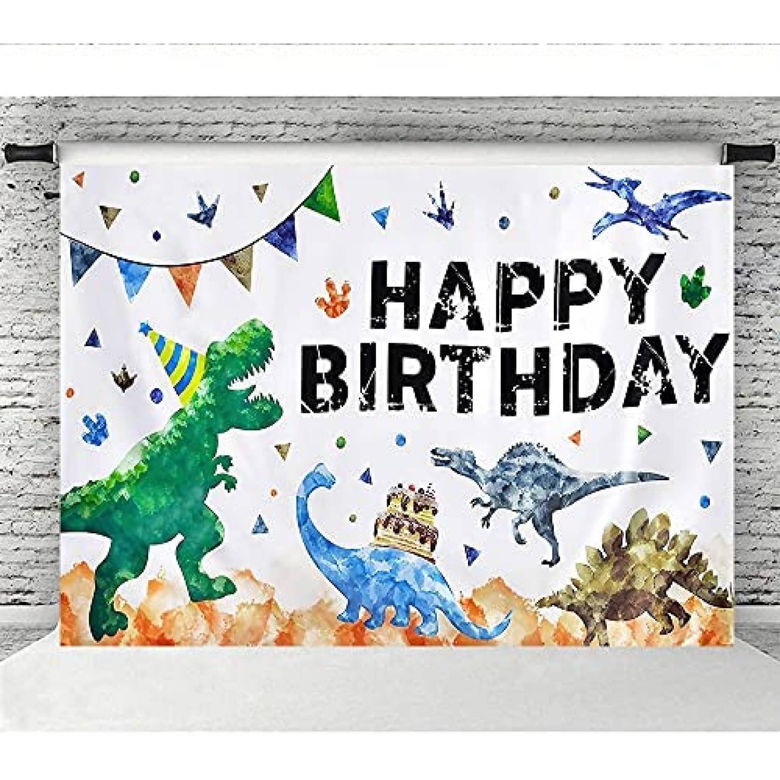 Fondo fotografia Zhenqing Feliz cumpleños dinosaurio 5x3ft