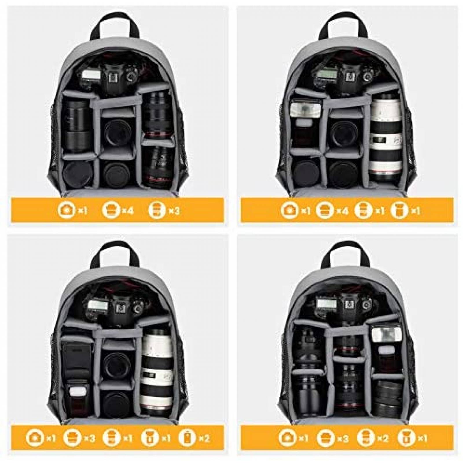 Mochila Camara TARION Profesional Impermeable Laptop -Gris