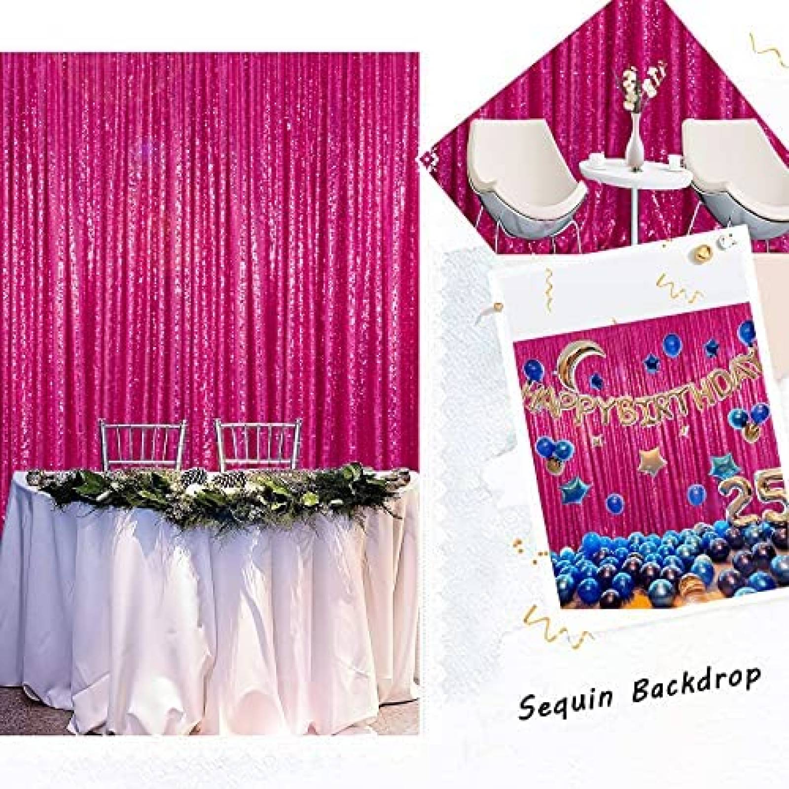 Cortina ShinyBeauty De Fondo Decorativo Lentejuelas 8 x 8ft