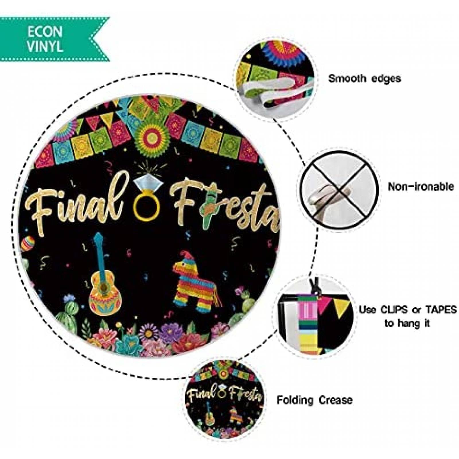 Fondo Fotografia Allenjoy Fiesta Mexicana Decoracion -Negro