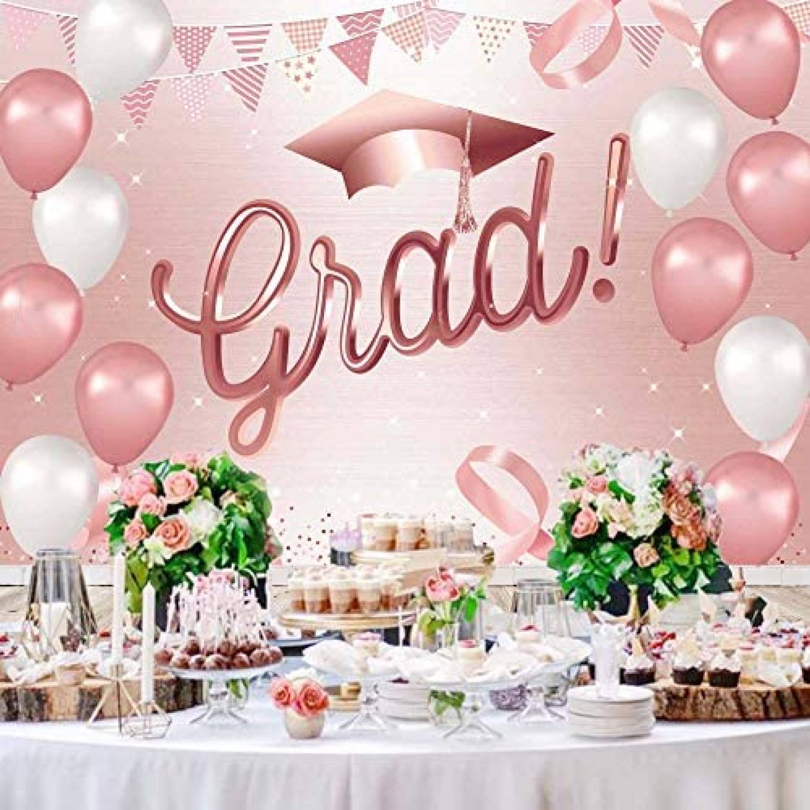 Fondo de Fotografia Miktwe de Graduacion 7x5 Pies -Rosa