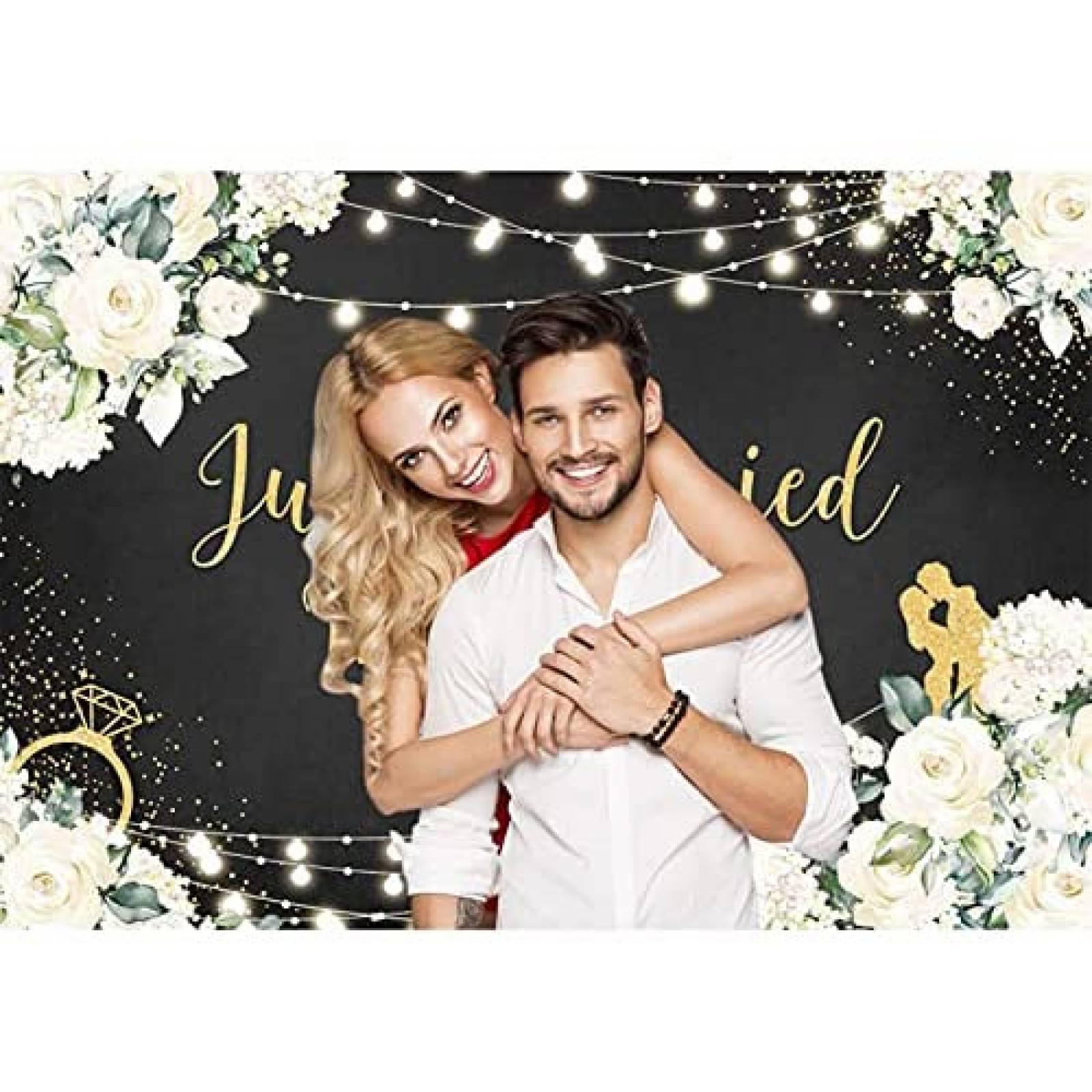 Fondo de Fotografia Allenjoy de 7x5 Pies Just Married -Negro