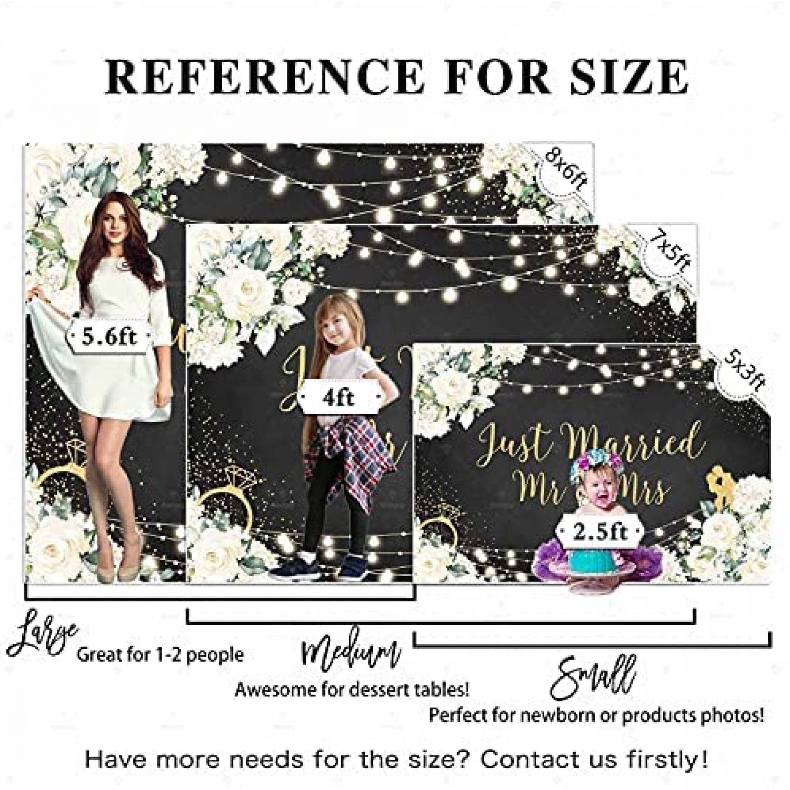 Fondo de Fotografia Allenjoy de 7x5 Pies Just Married -Negro