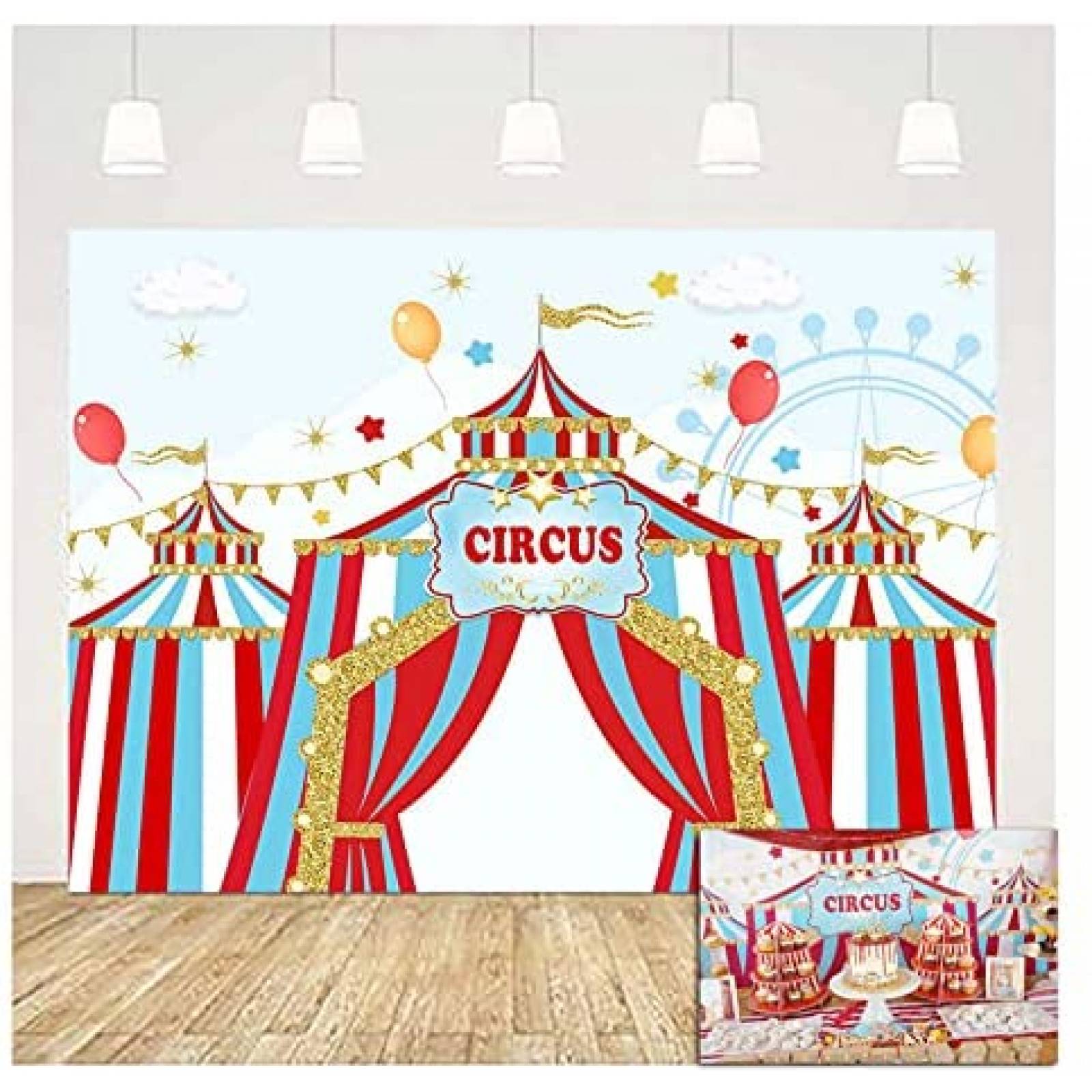 Fondo fotografia XLL Circo Carnaval Niños Cumpleaños -Rojo