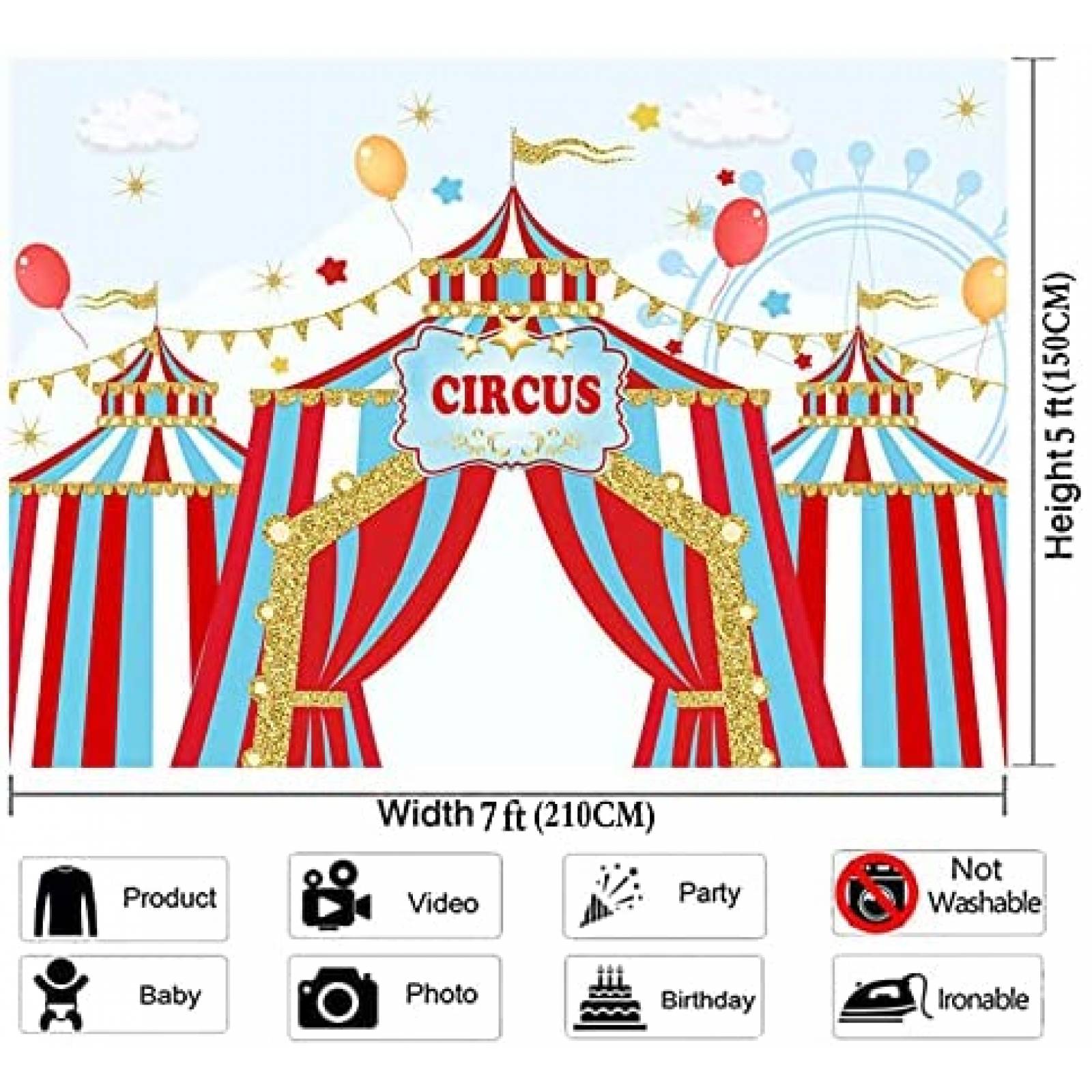 Fondo fotografia XLL Circo Carnaval Niños Cumpleaños -Rojo