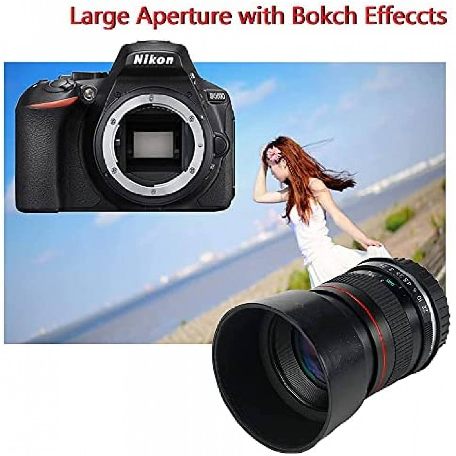 Lente JINTU 85mm F1.8 Manual Telephoto con Accesorios -Negro