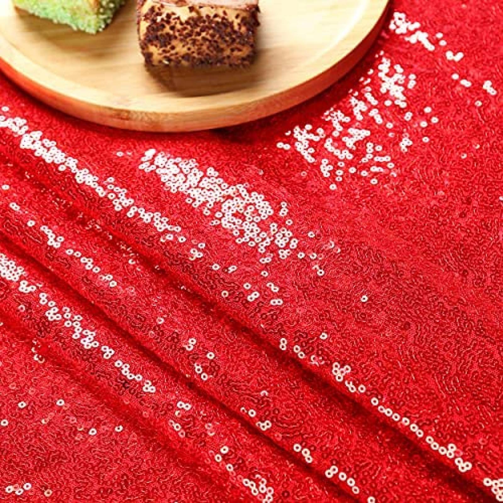 Telon de Fondo WEMOSI 2 Cortinas de Brillos 2.3x8ft -Rojo