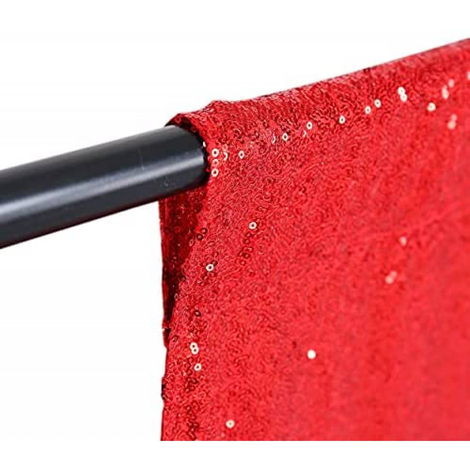 Telon de Fondo WEMOSI 2 Cortinas de Brillos 2.3x8ft -Rojo