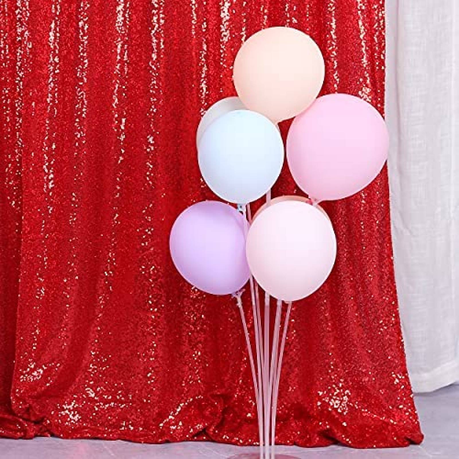 Telon de Fondo WEMOSI 2 Cortinas de Brillos 2.3x8ft -Rojo