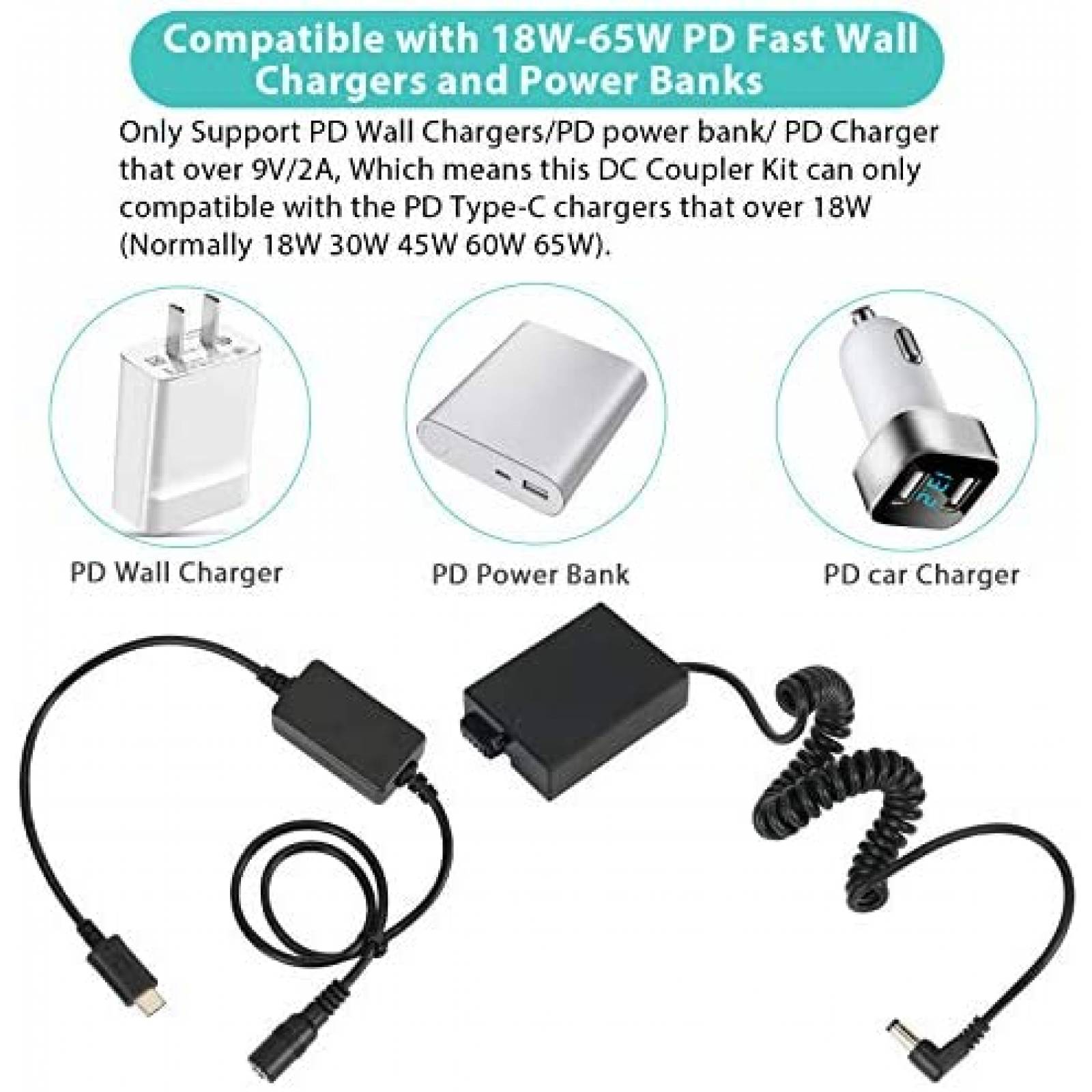 Adaptador de corriente AC PowEver DR-E18 para camara -Negro