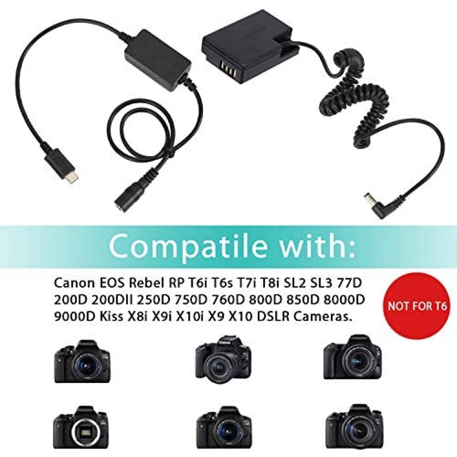 Adaptador de corriente AC PowEver DR-E18 para camara -Negro