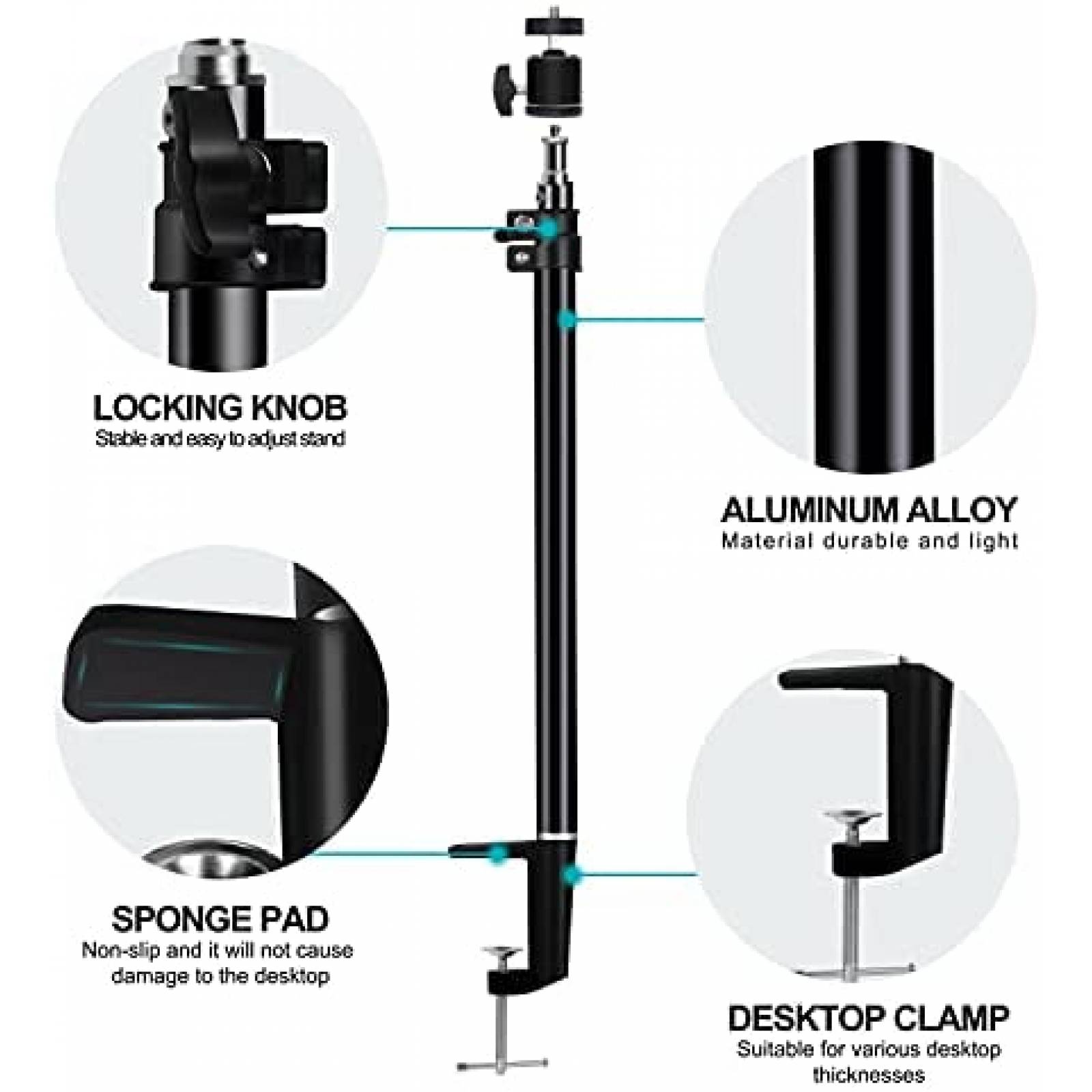 Soporte Camara EMART Aluminio 1/4" Mesa DSLR -Negro