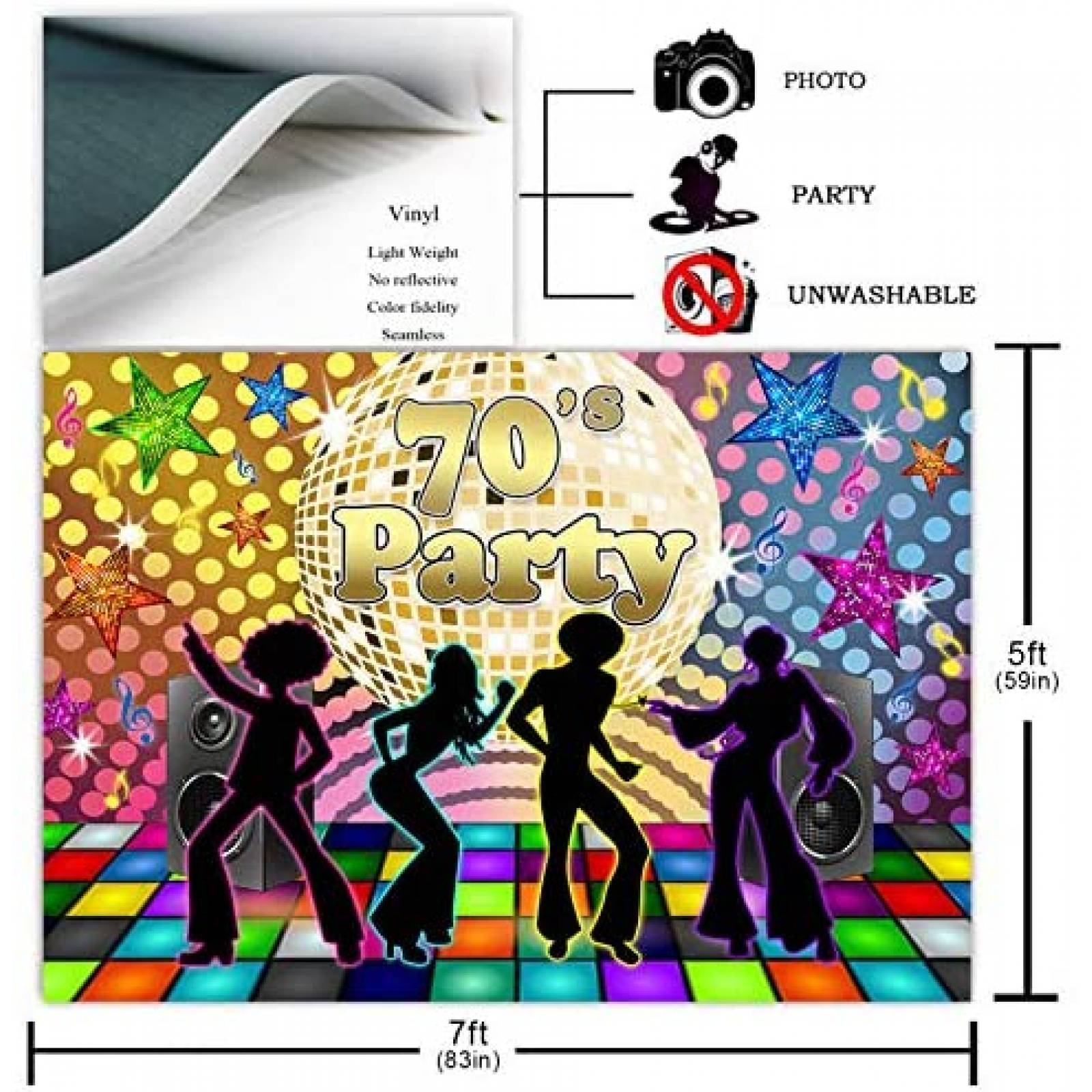 Fondo fotografia Avezano Back to 70s 7x5ft -Colorido