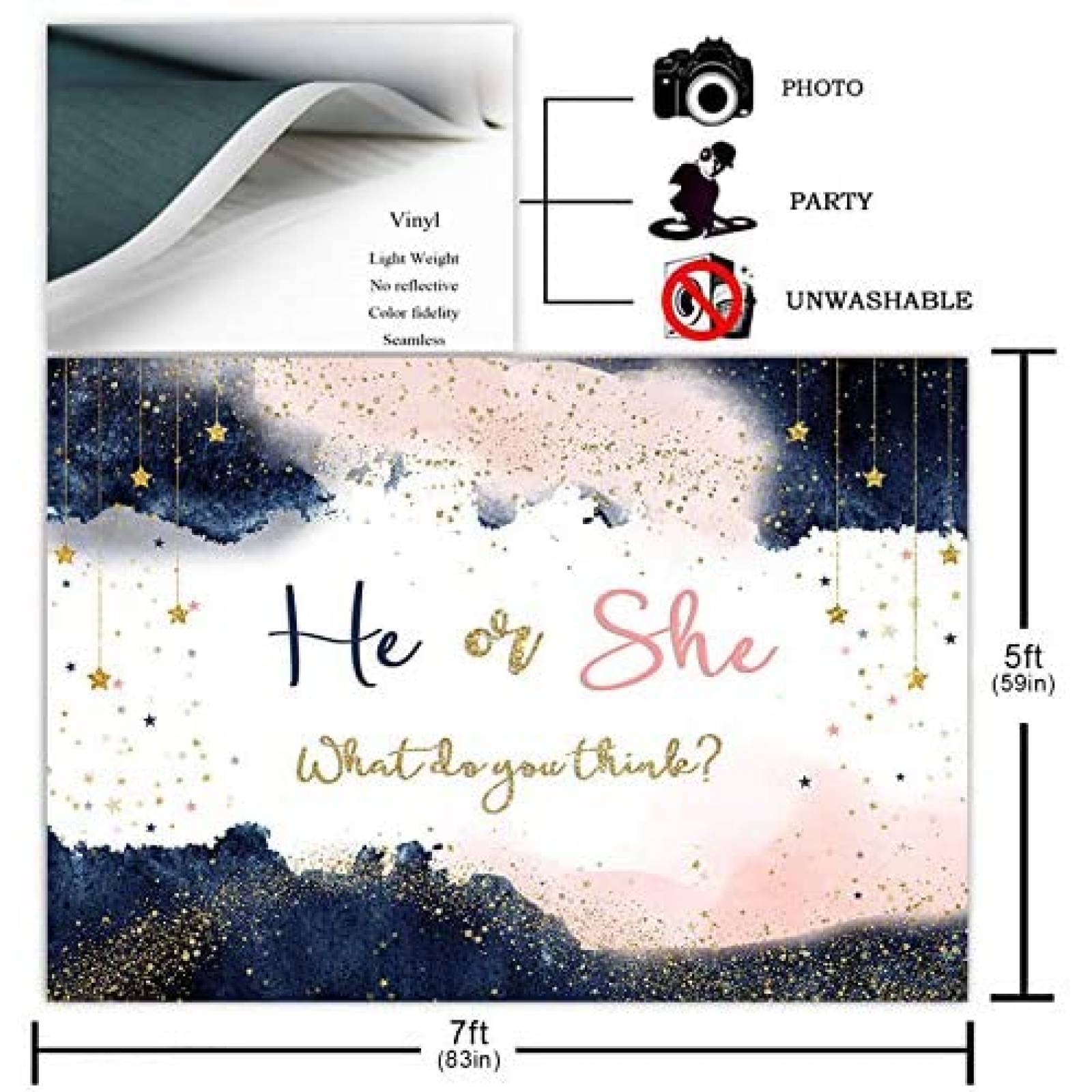 Fondo para Fotografia Avezano 7x5ft Baby Shower -Rosa/Azul