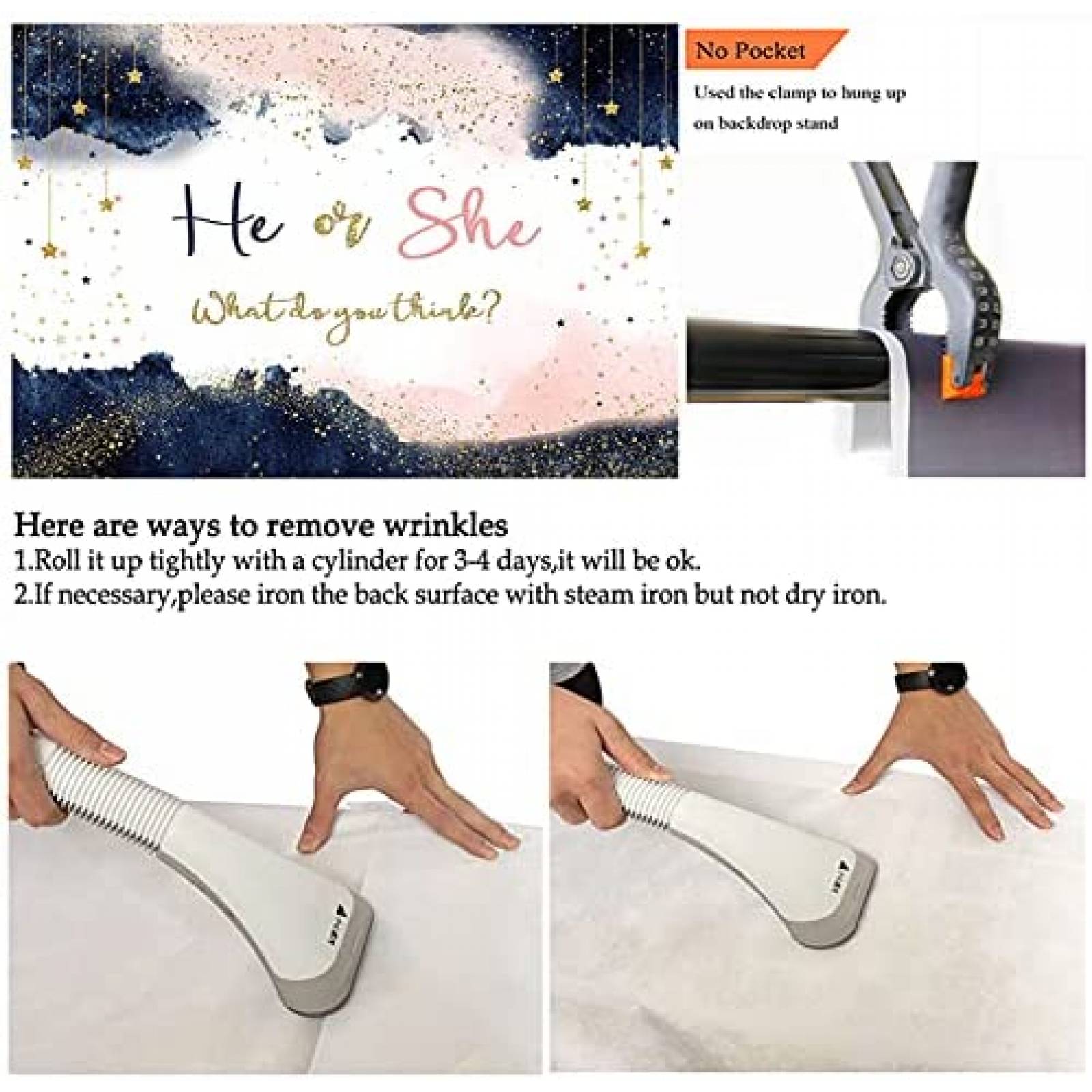 Fondo para Fotografia Avezano 7x5ft Baby Shower -Rosa/Azul