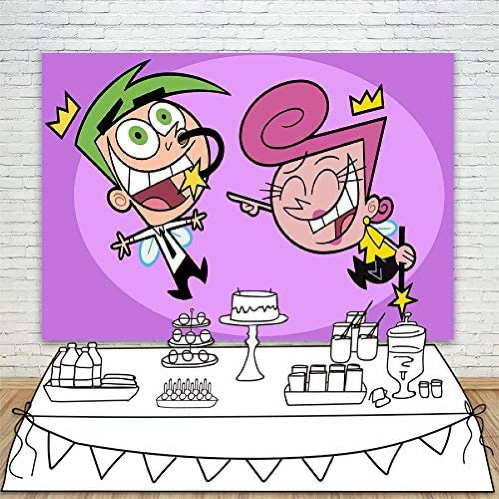 Fondo para fotografia JMING Cosmo y wanda 7x5ft -Colorido