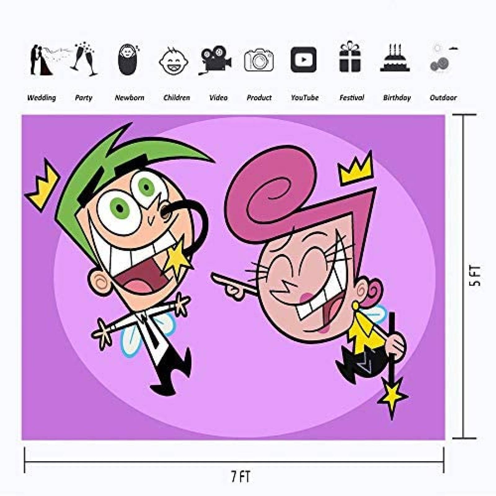 Fondo para fotografia JMING Cosmo y wanda 7x5ft -Colorido