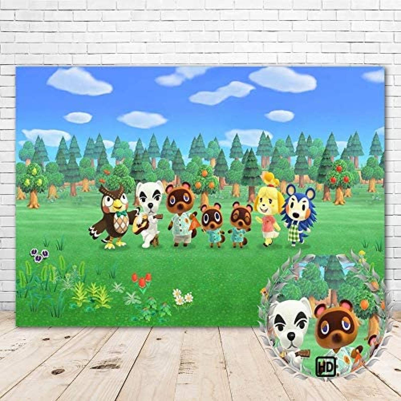 Fondo para fotografia Animal Crossing 7x5ft -Colorido