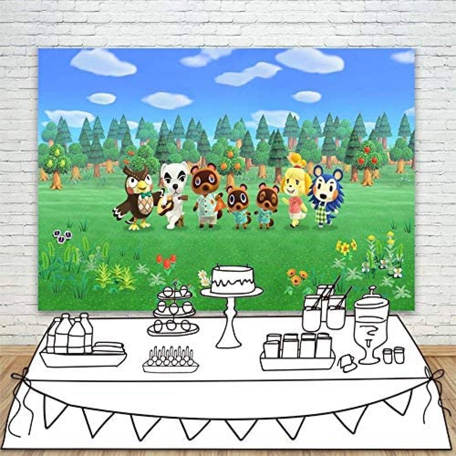 Fondo para fotografia Animal Crossing 7x5ft -Colorido