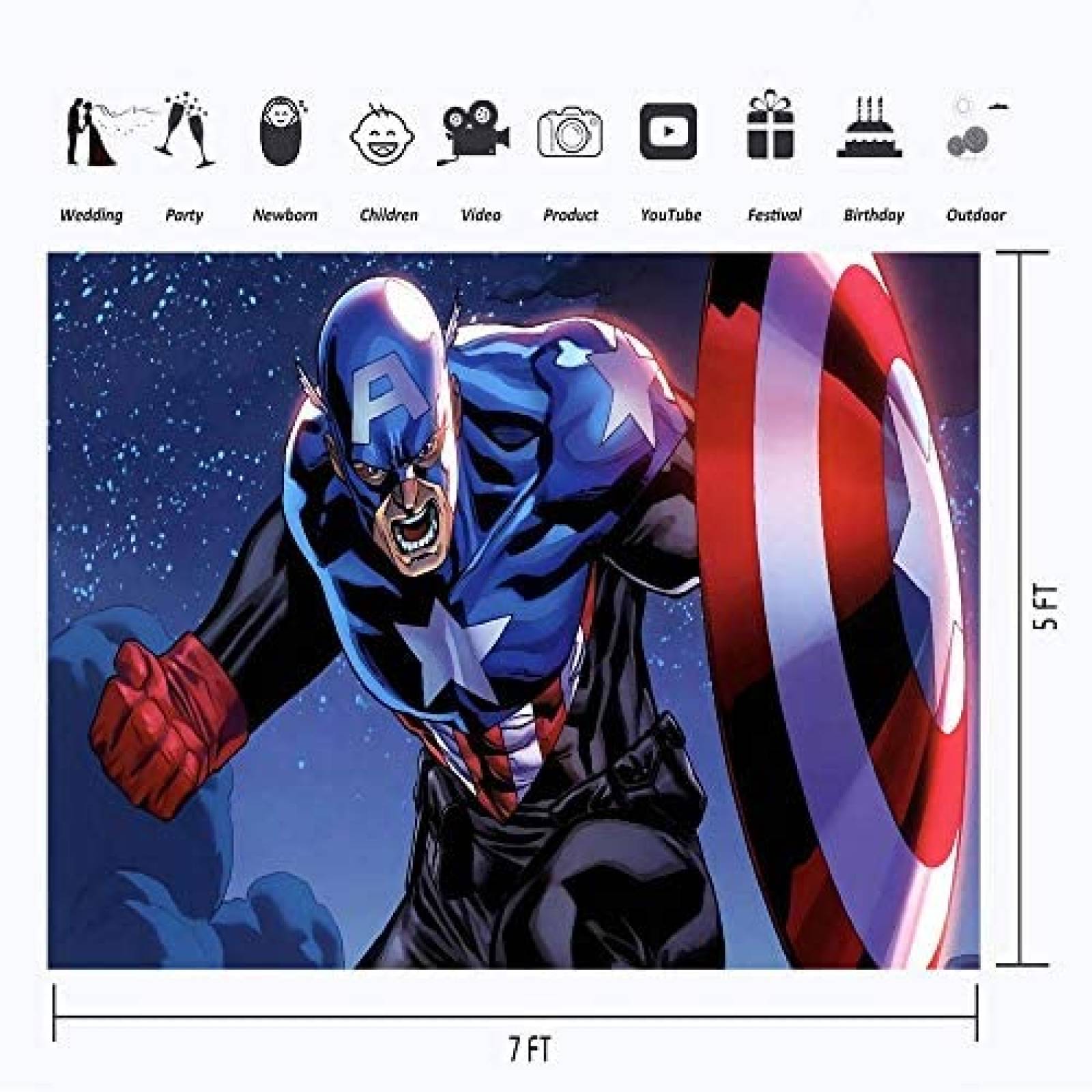 Fondo Fotografia YouRan Capitan America Decoracion Eventos