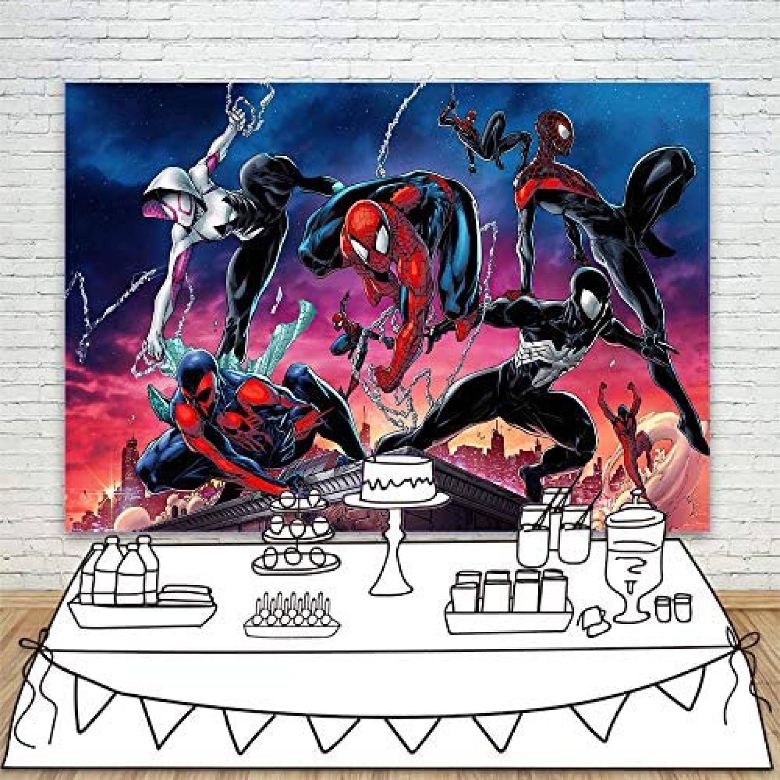 Fondo Fotografia YouRan Spiderman Venom Decoracion -Azul