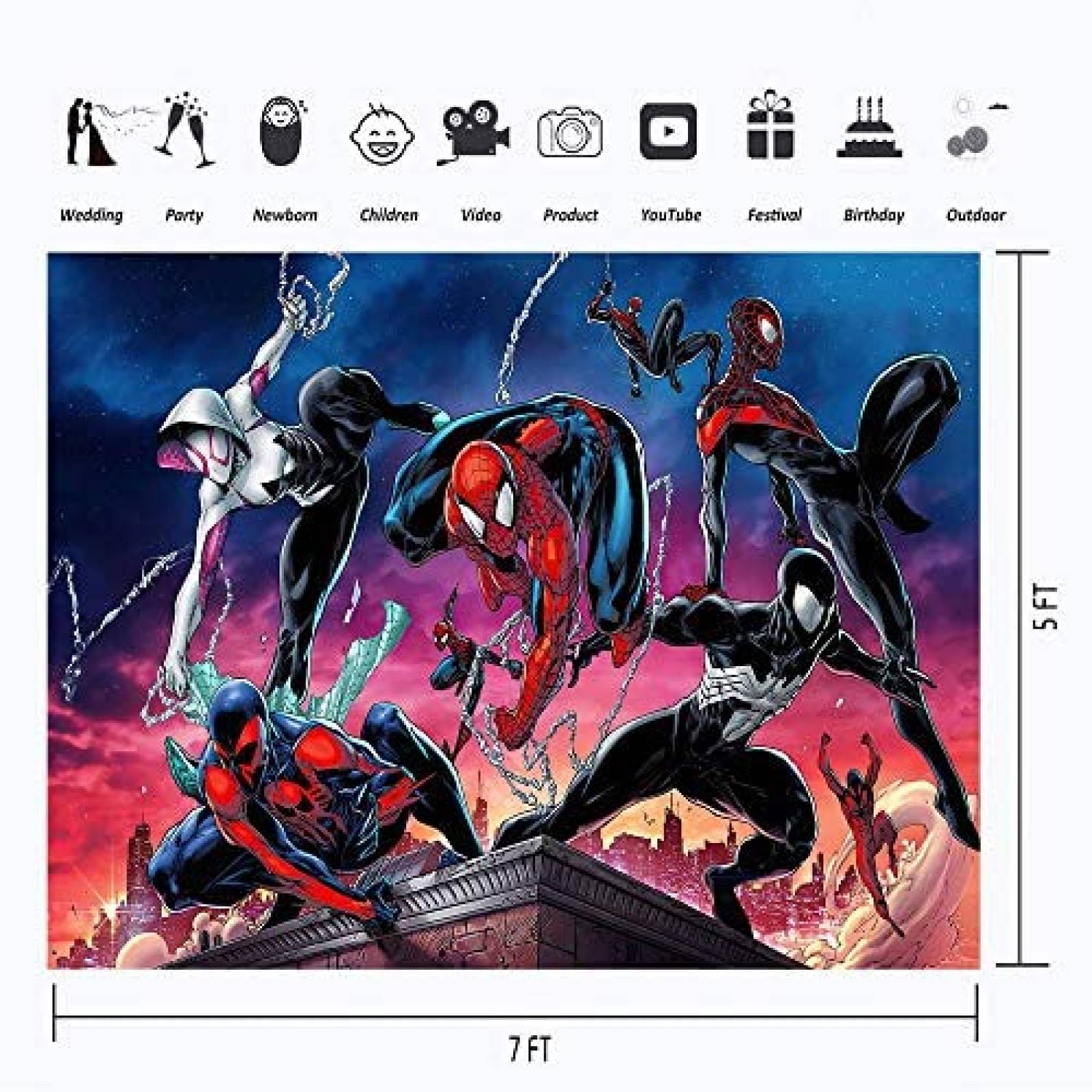 Fondo Fotografia YouRan Spiderman Venom Decoracion -Azul