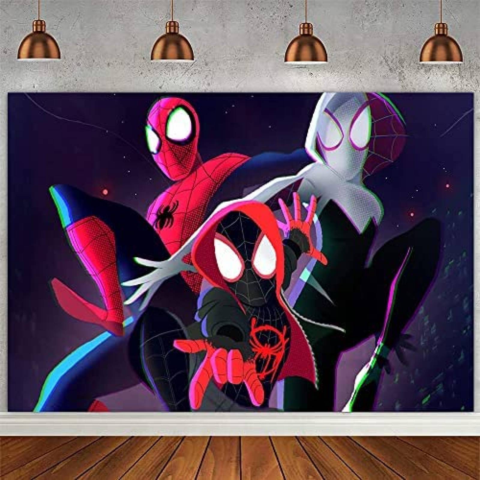 Telon de fondo Yizeda de Spiderman de 5 x 3 pies -Rojo