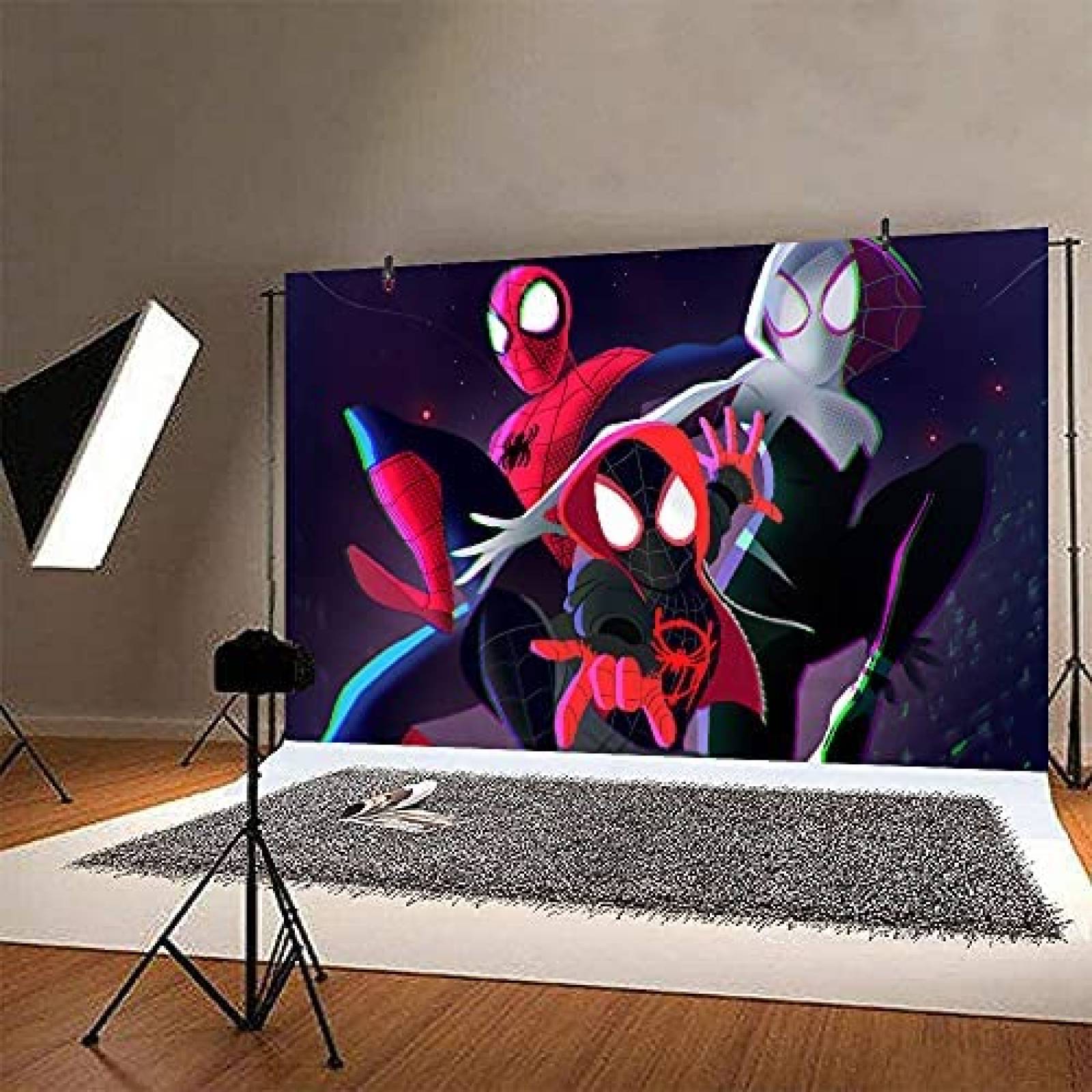 Telon de fondo Yizeda de Spiderman de 5 x 3 pies -Rojo