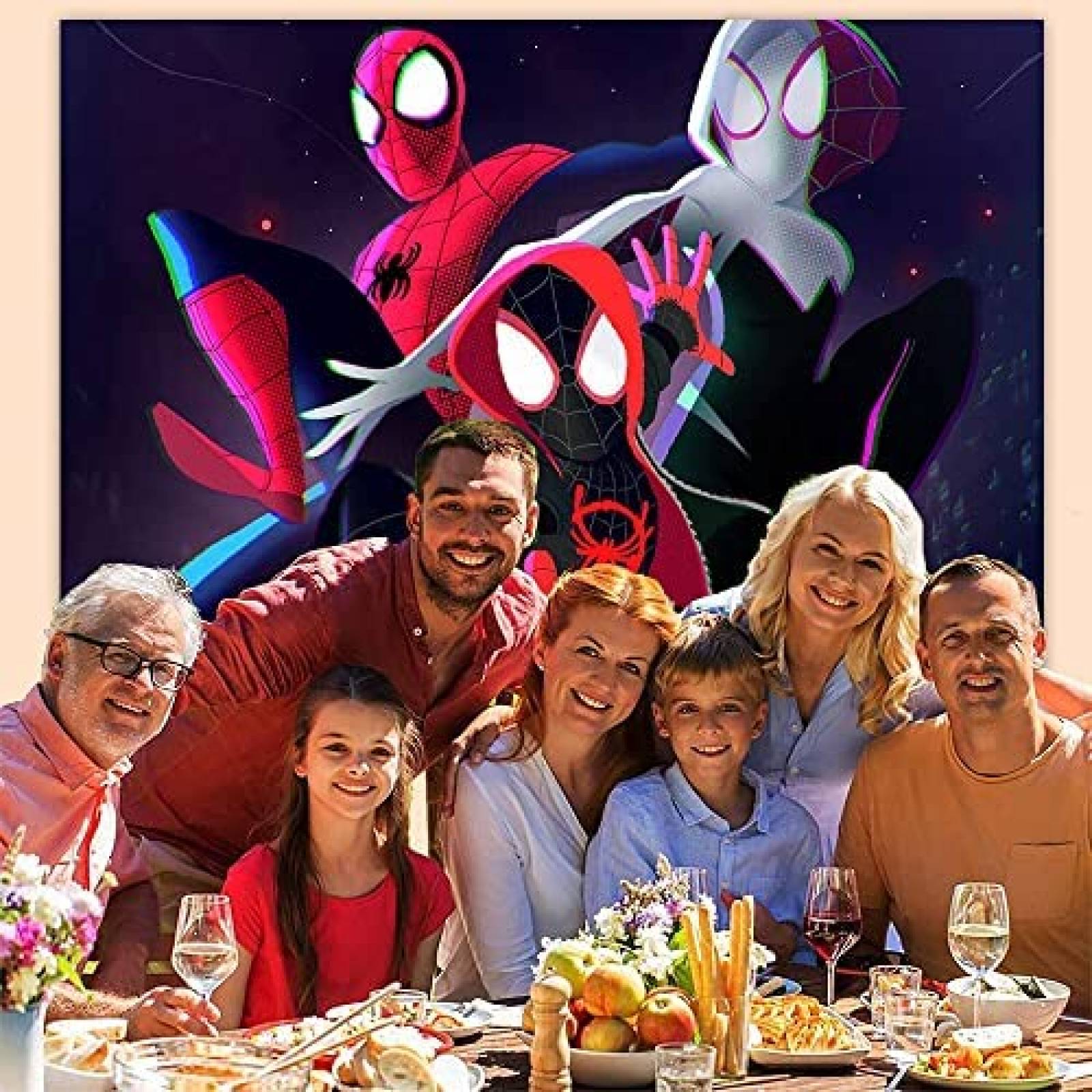 Telon de fondo Yizeda de Spiderman de 5 x 3 pies -Rojo