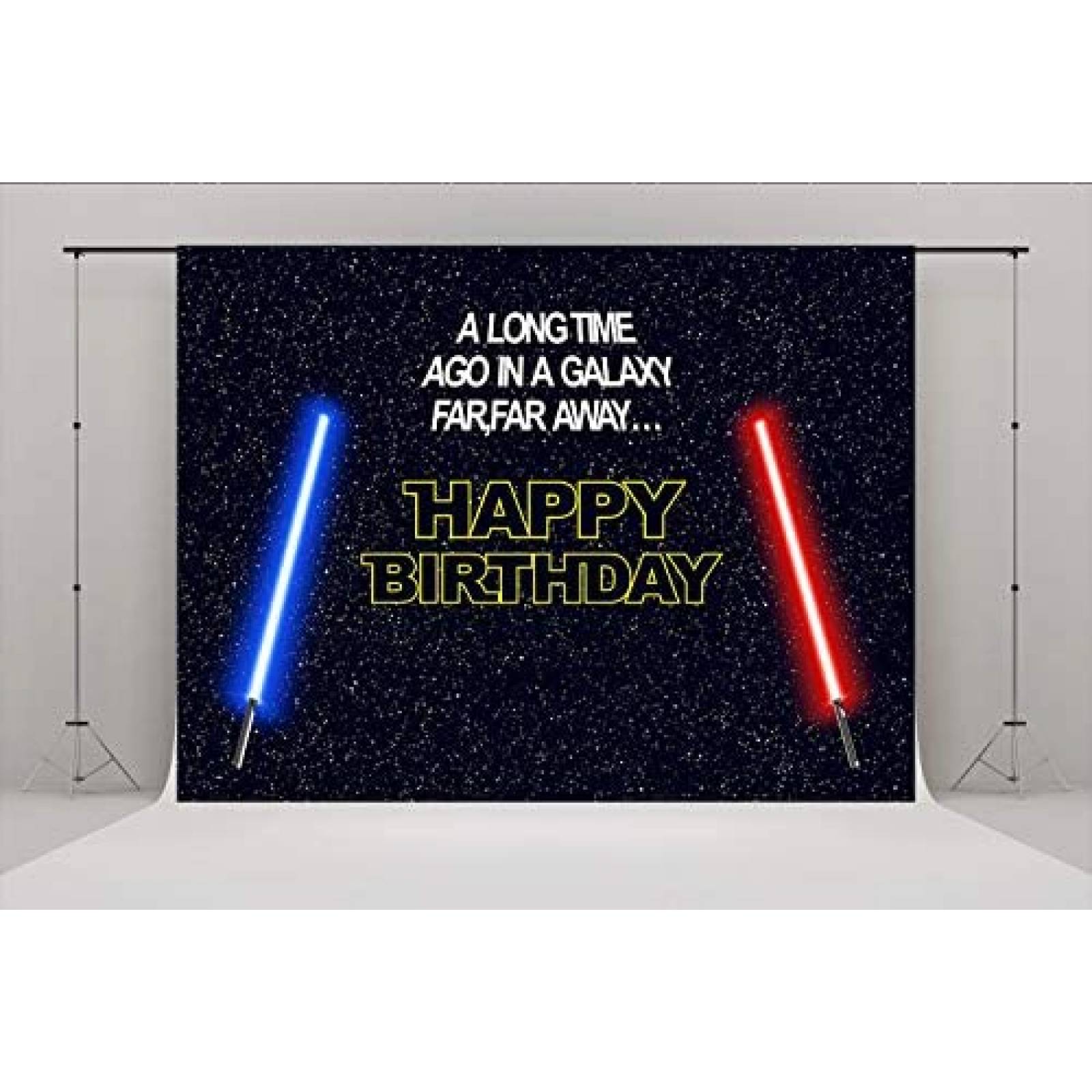 Telon de Fondo HMTFOTO Cumpleaños Star Wars 7x5ft -Negro