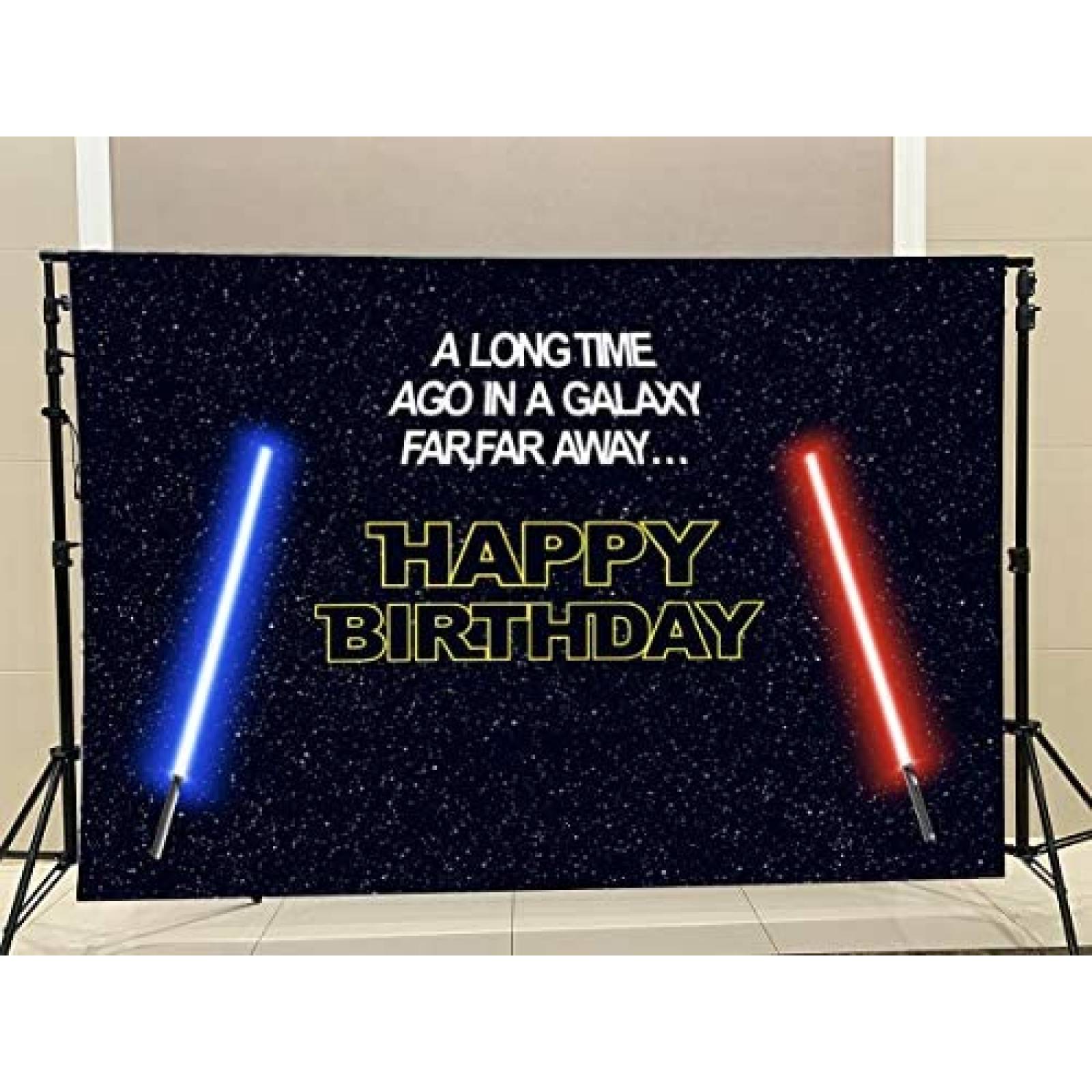 Telon de Fondo HMTFOTO Cumpleaños Star Wars 7x5ft -Negro