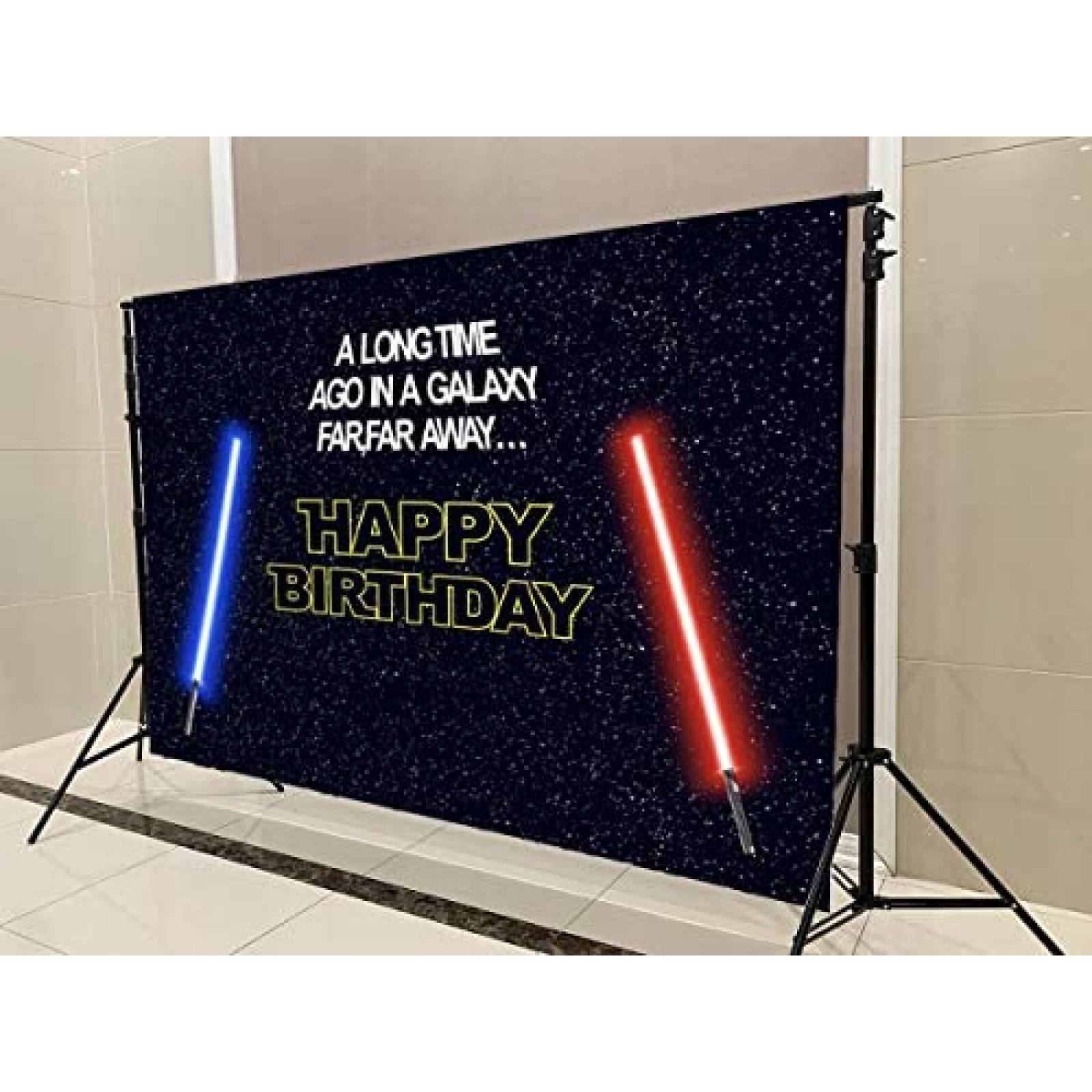 Telon de Fondo HMTFOTO Cumpleaños Star Wars 7x5ft -Negro