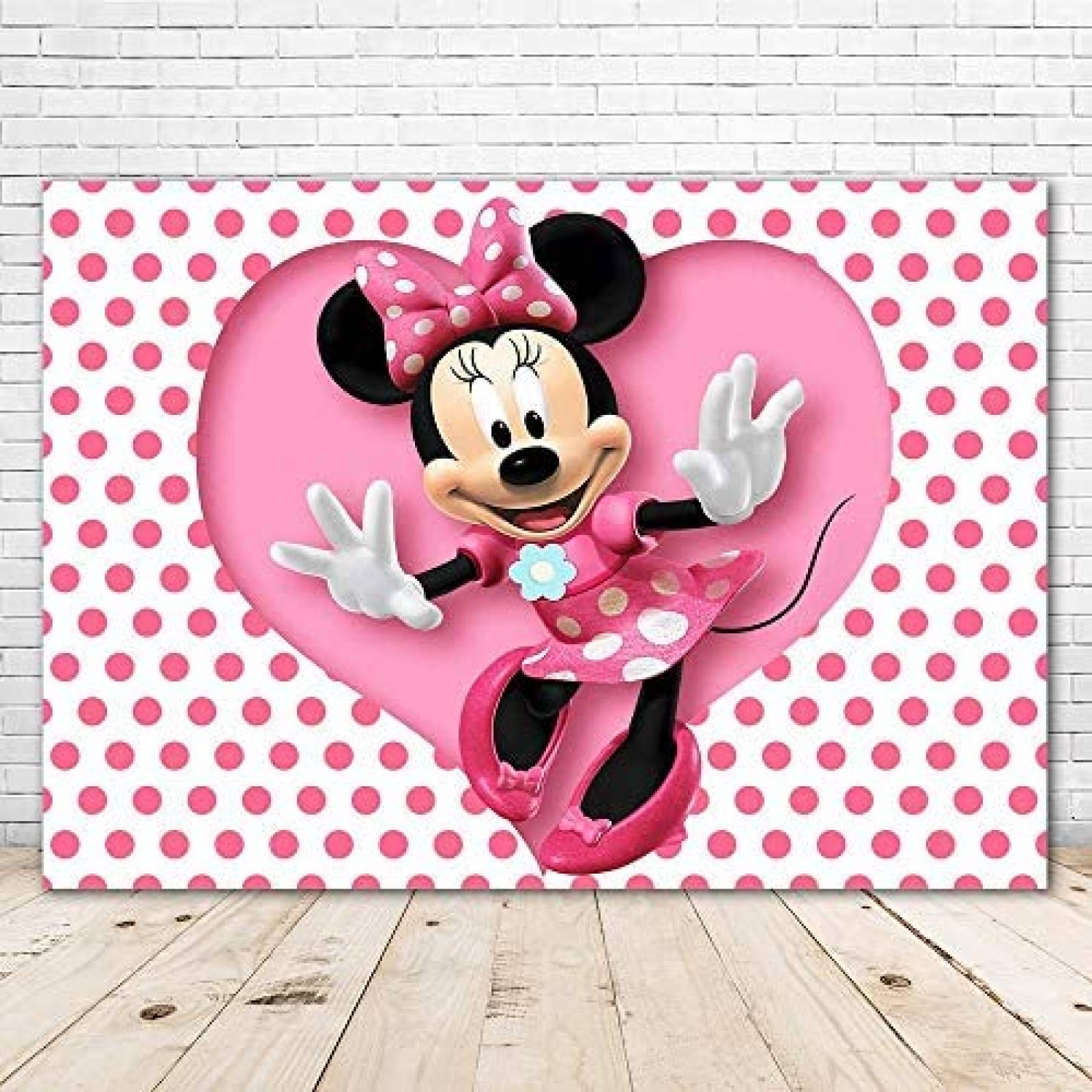 Fondo Fotografia YouRan Minnie Mouse Baby shower 7x5" -Rosa